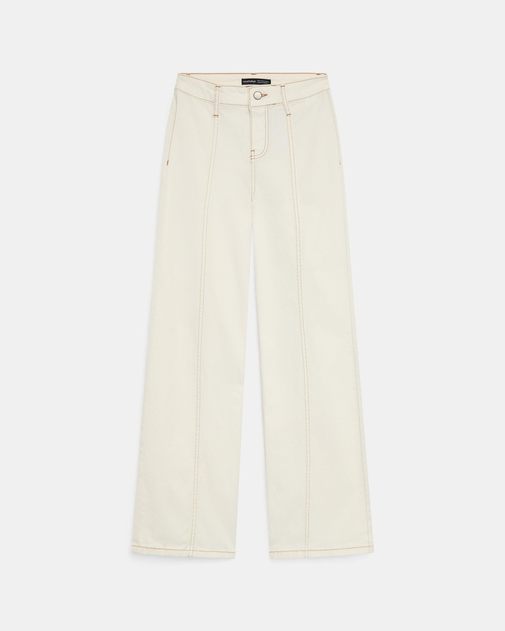 Jeans Costura Pespuntes Blanco
