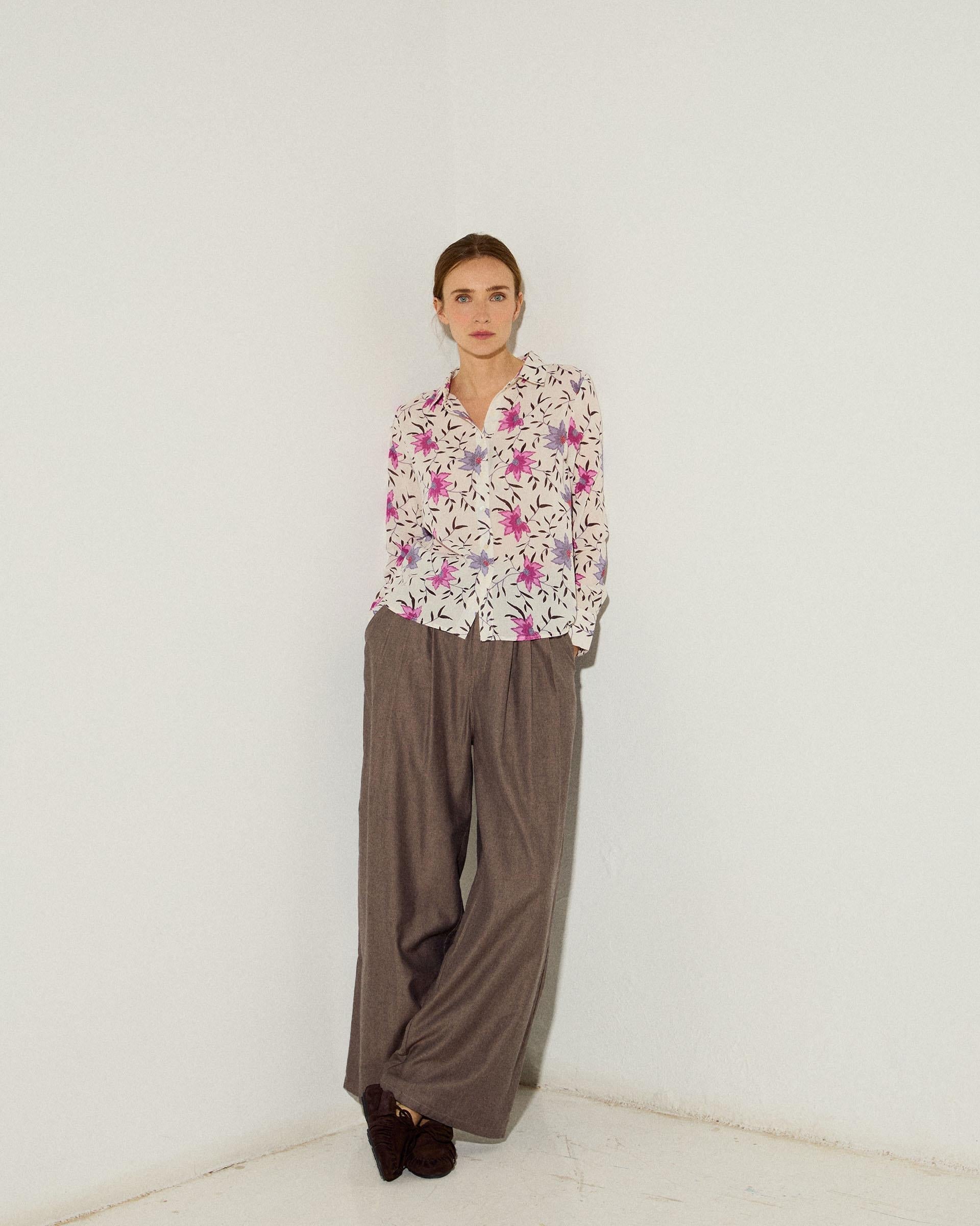 Camisa Estampado Floral Blanca
