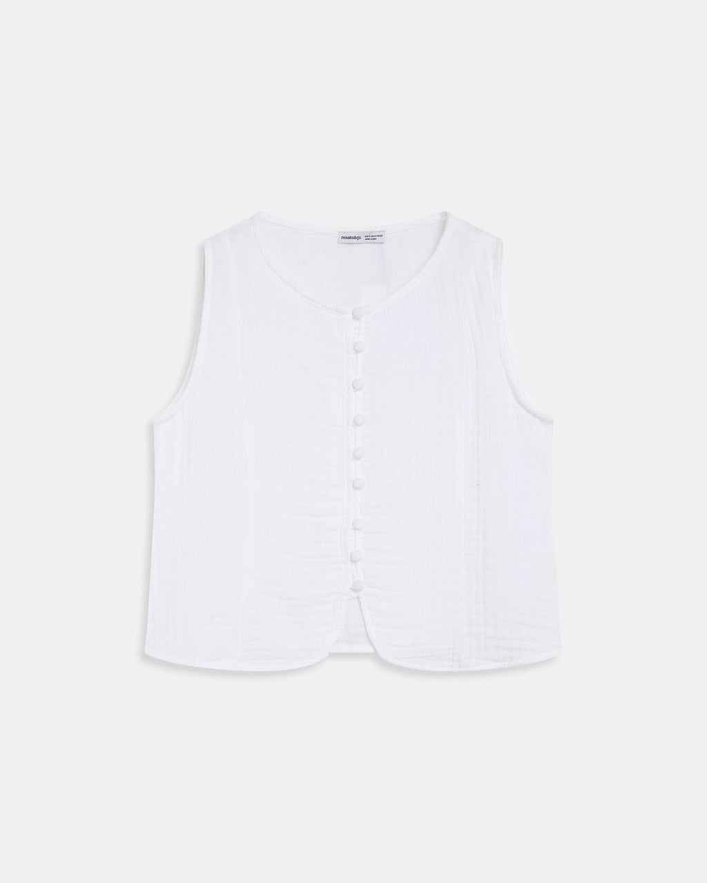 Top Botones Forrados Blanco