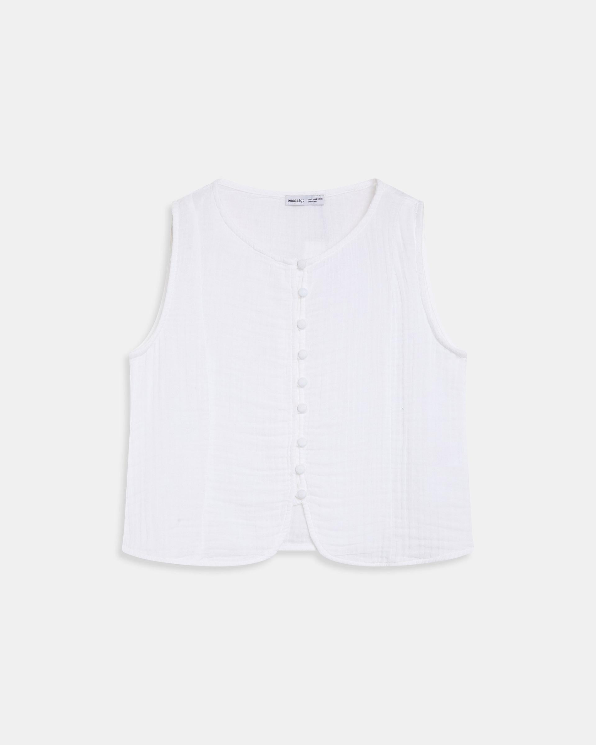 Top Botones Forrados Blanco