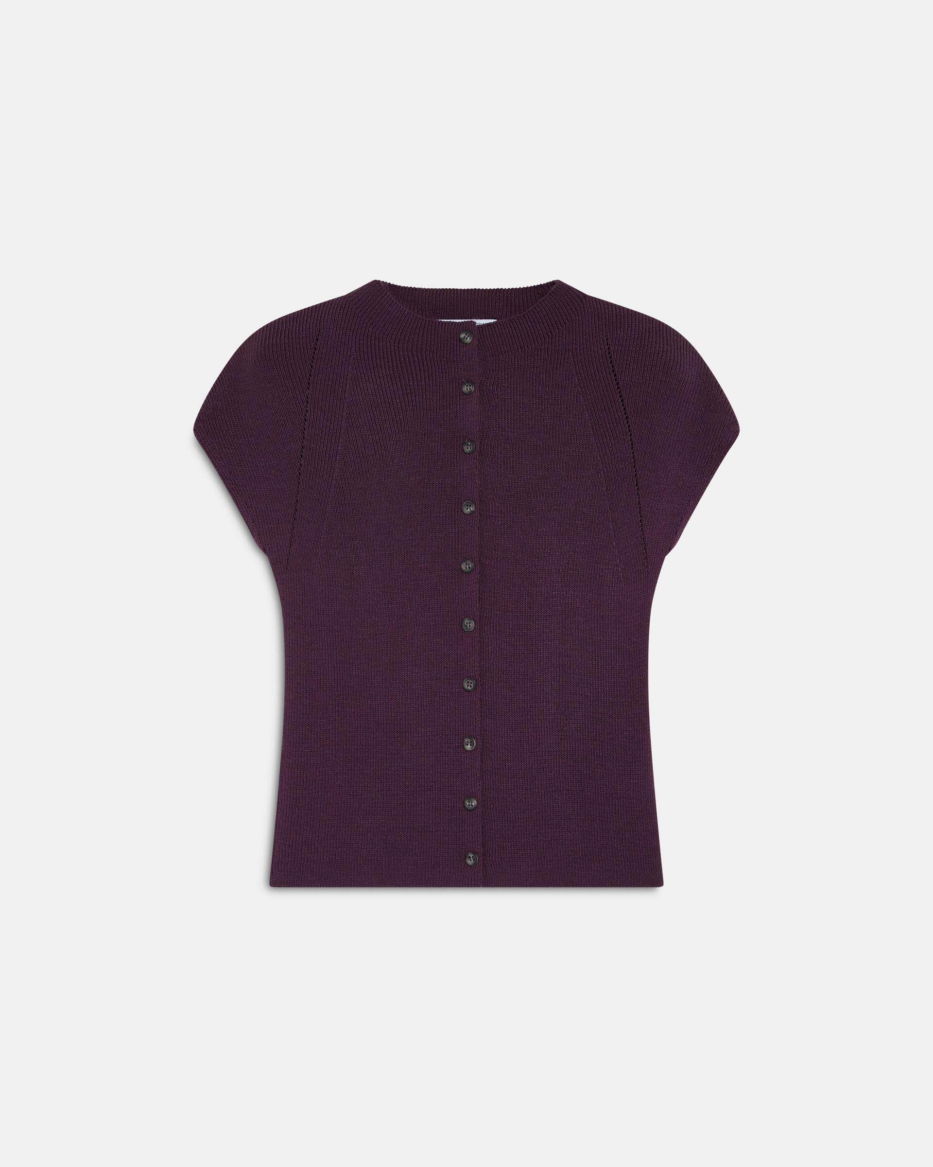 Top Botones Cuello Alto Morado