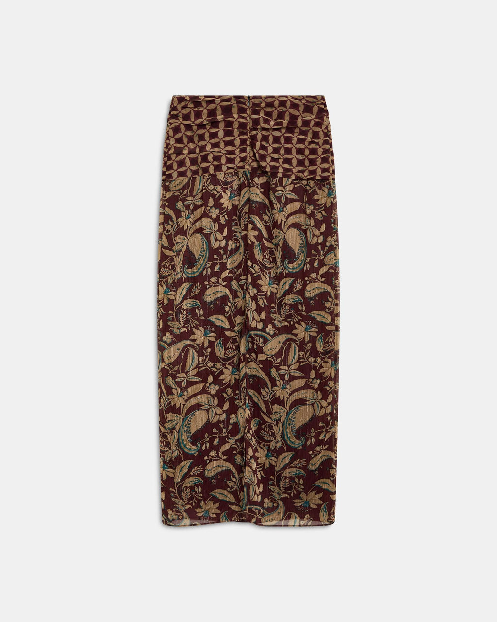 Falda Estampado Floral Y Geometrico Marrón