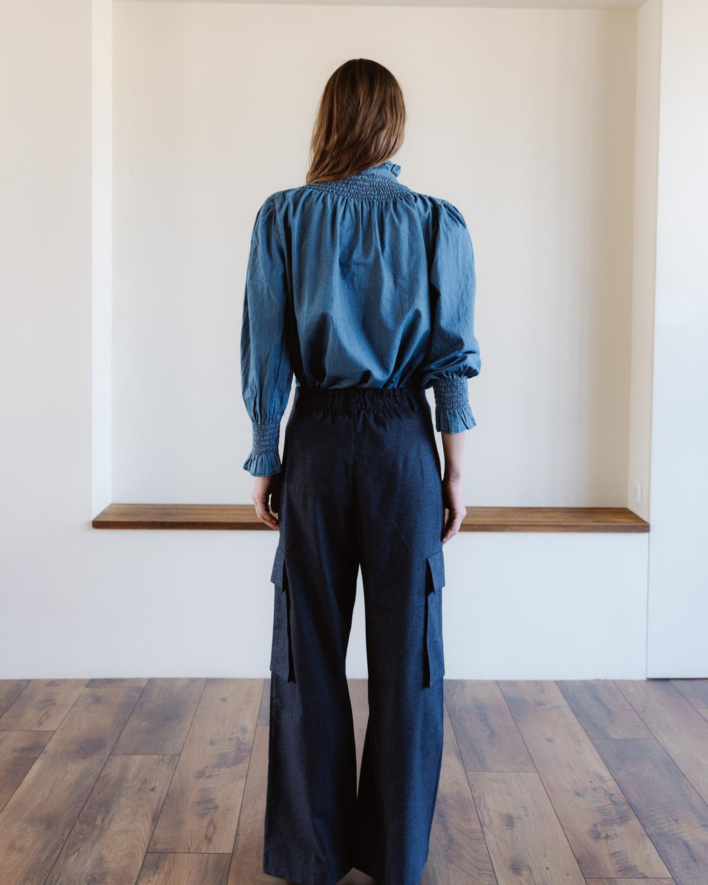 Pantalón Pinzas Bolsillos Cargo Azul Marino
