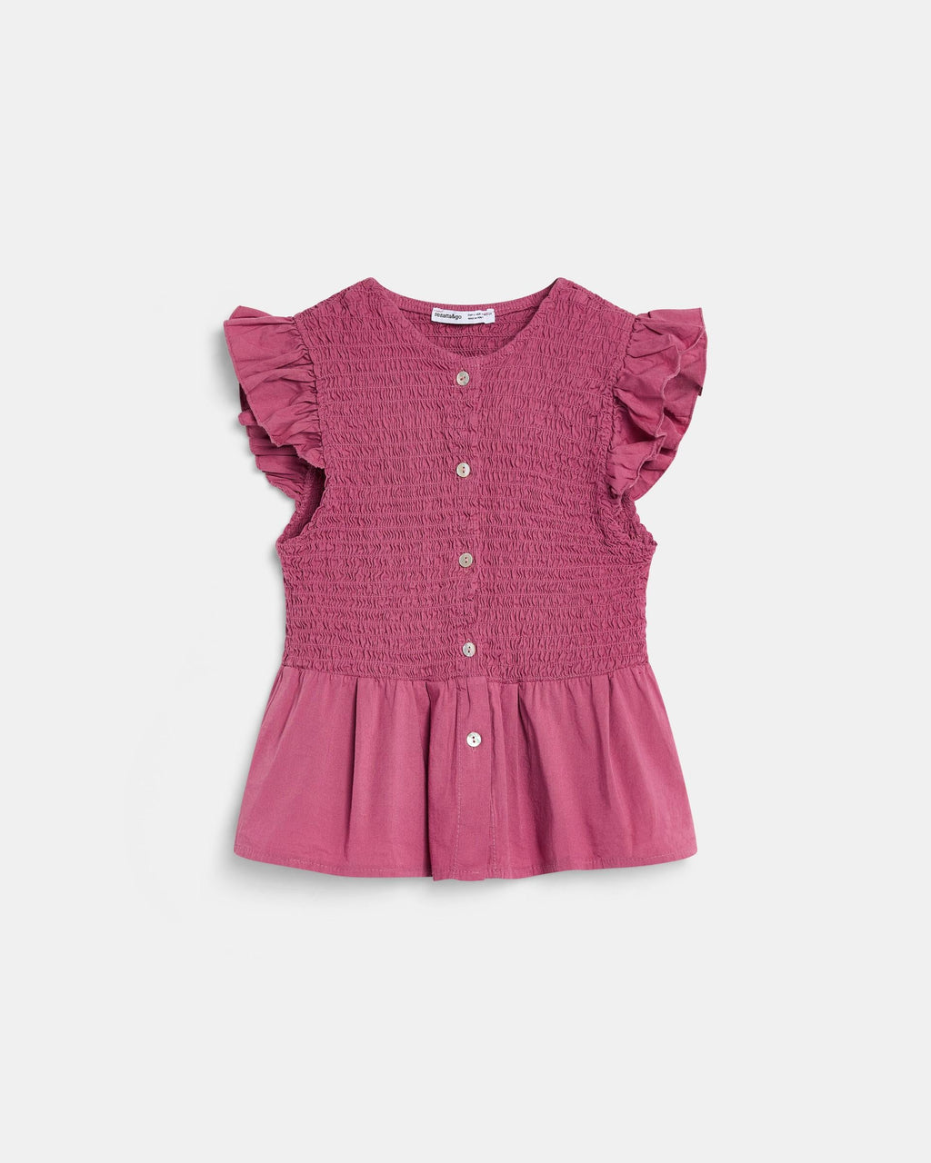 Blusa Nido De Abeja Botones Delantero Rosa