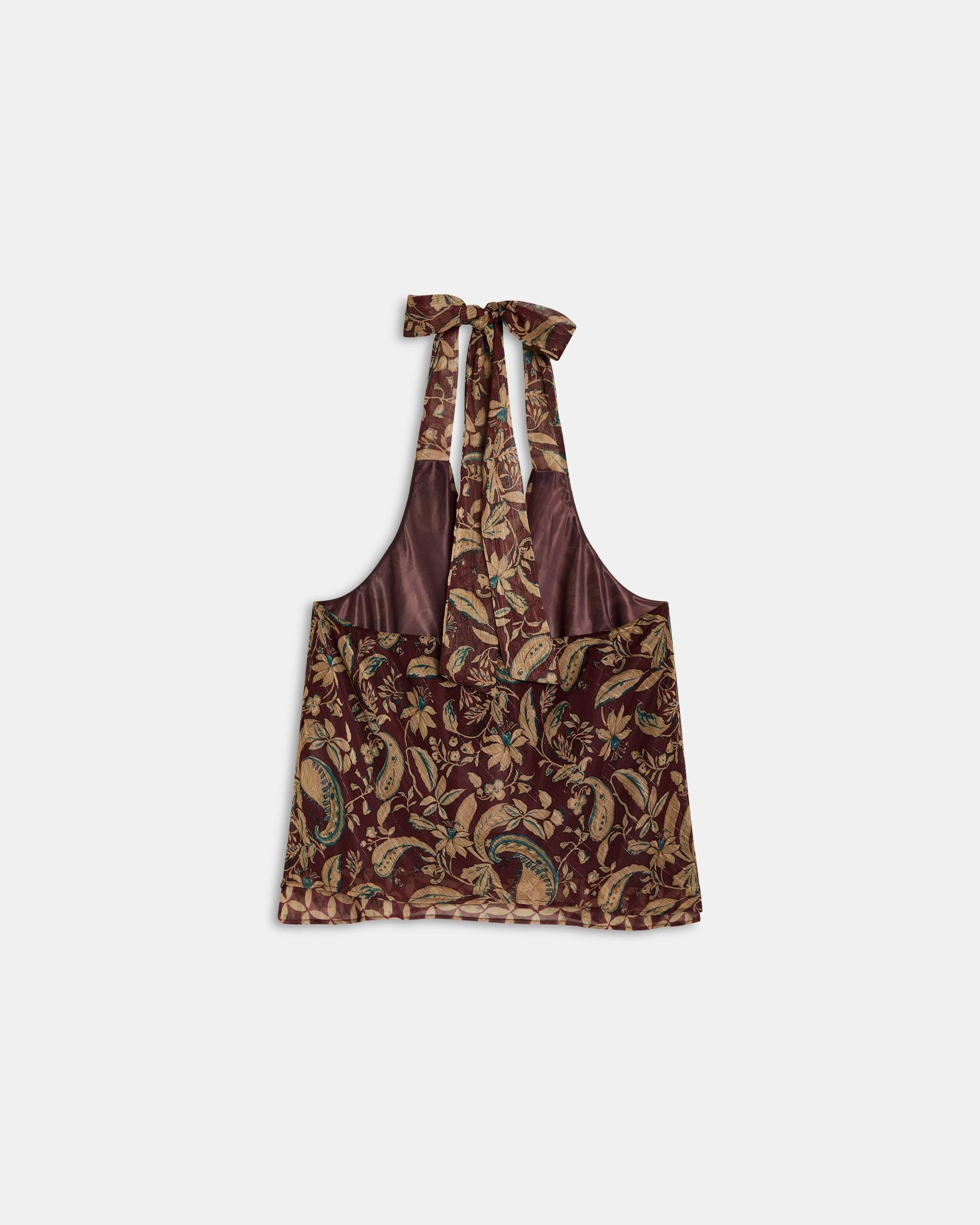 Top Picos Estampado Floral Y Geometrico Marrón