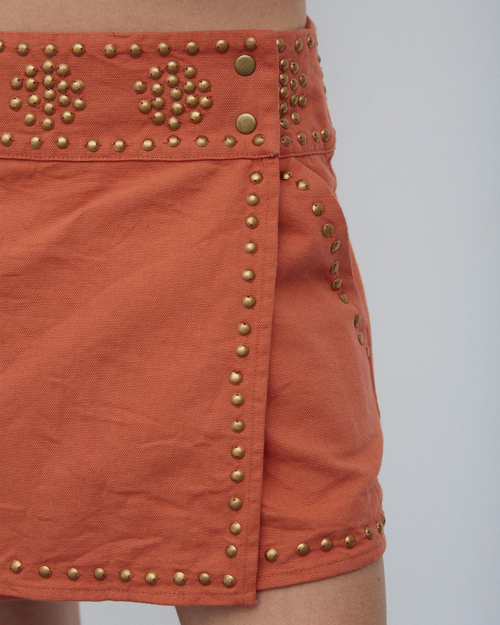 Minifalda Tachuelas Canvas Naranja