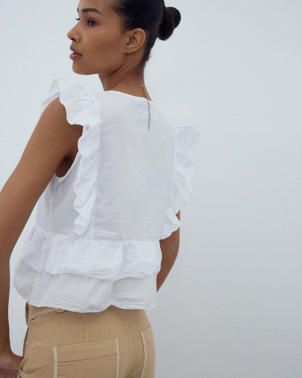 Blusa Cruzada Volantes Blanca