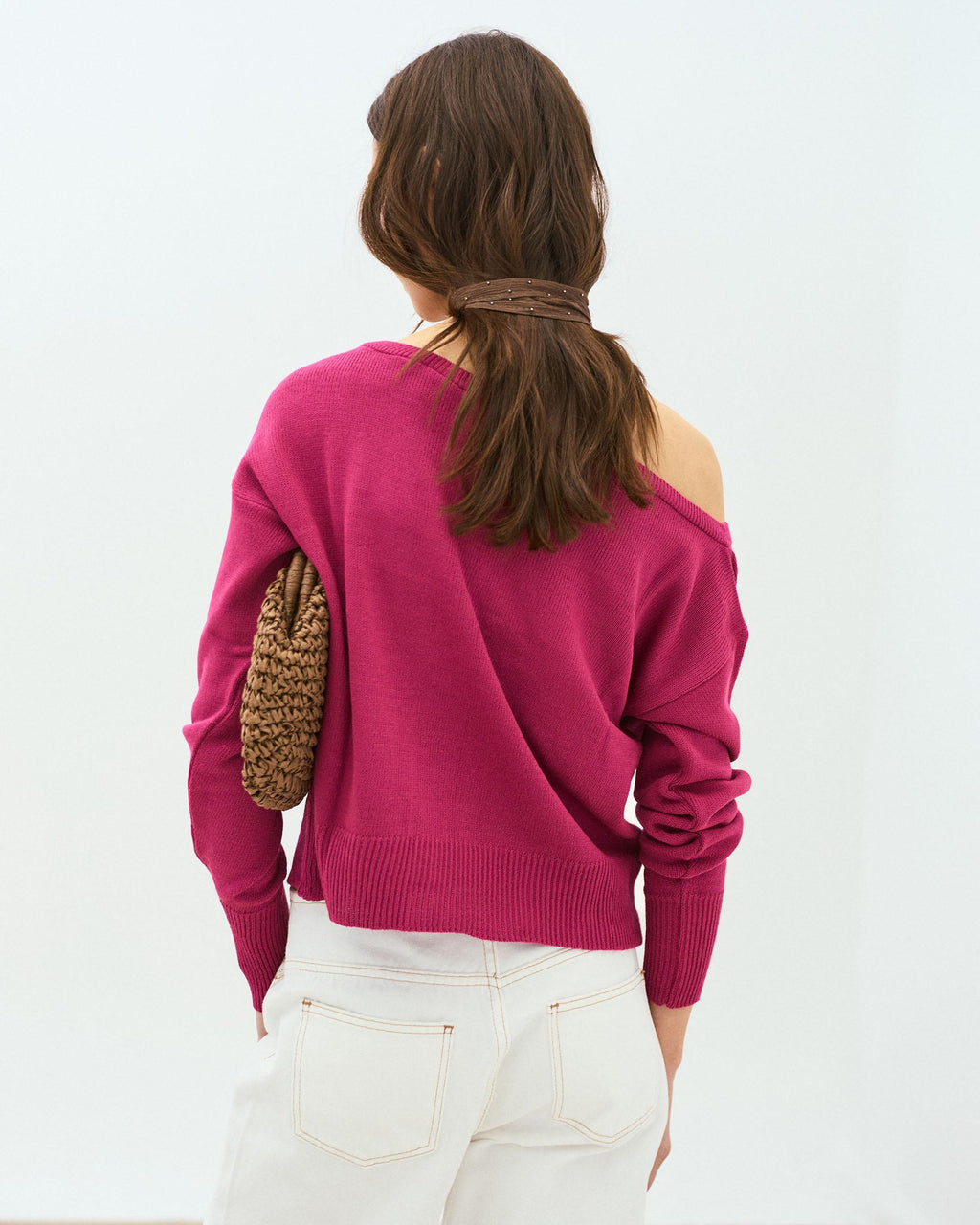 Jersey Cuello Asimétrico Fucsia