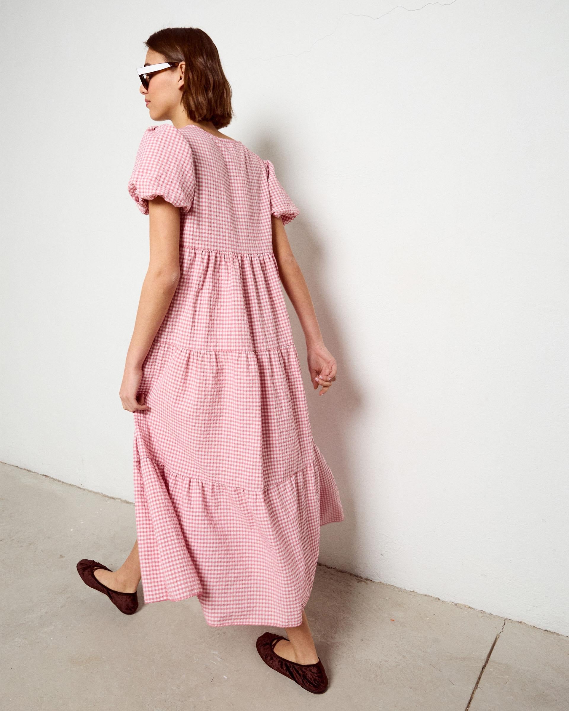 Vestido Largo Cortes Rosa