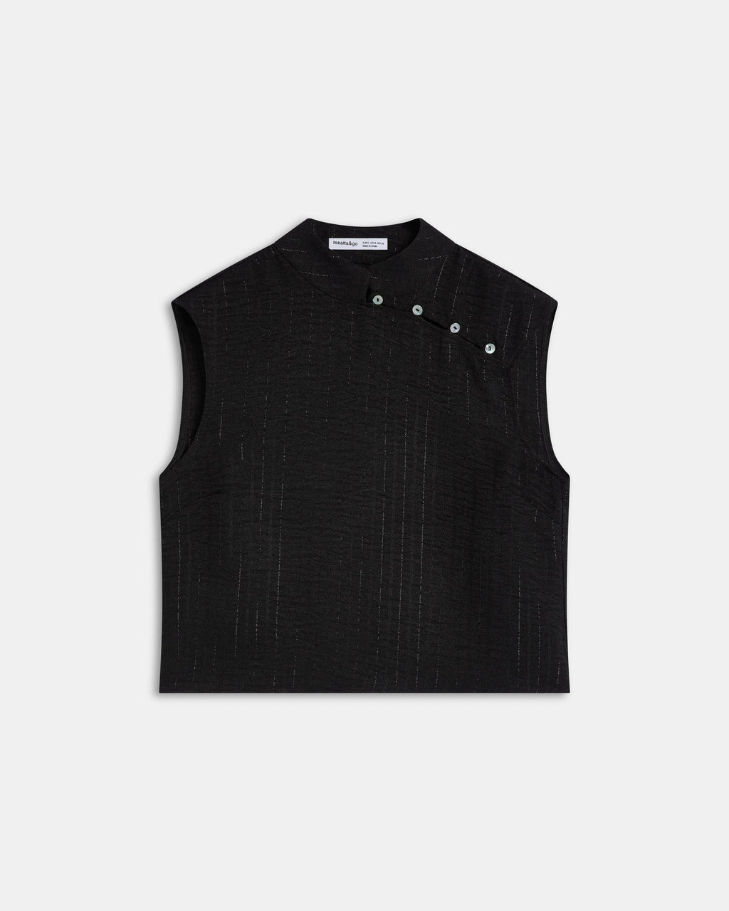 Blusa Sin Mangas Botones Laterales Rayas Lurex Negro