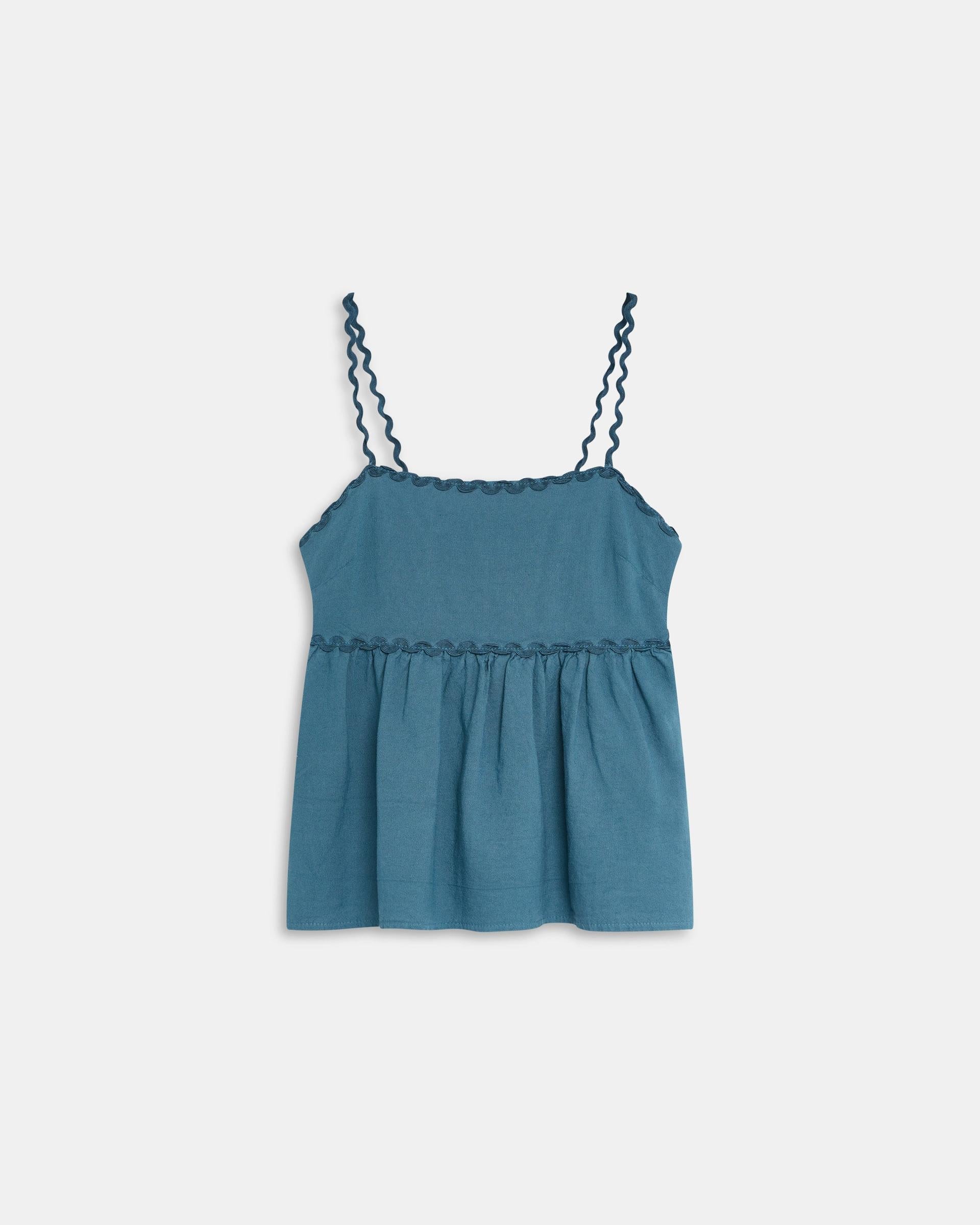 Top Tirantes Detalle Ondas Azul Oscuro
