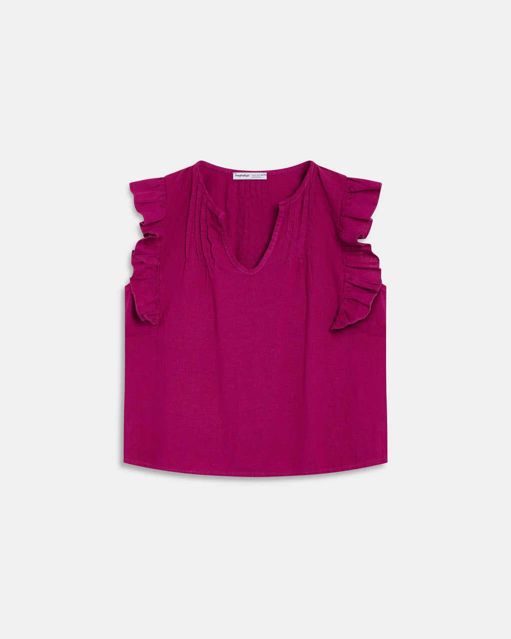 Blusa Sin Mangas Volantes Fucsia