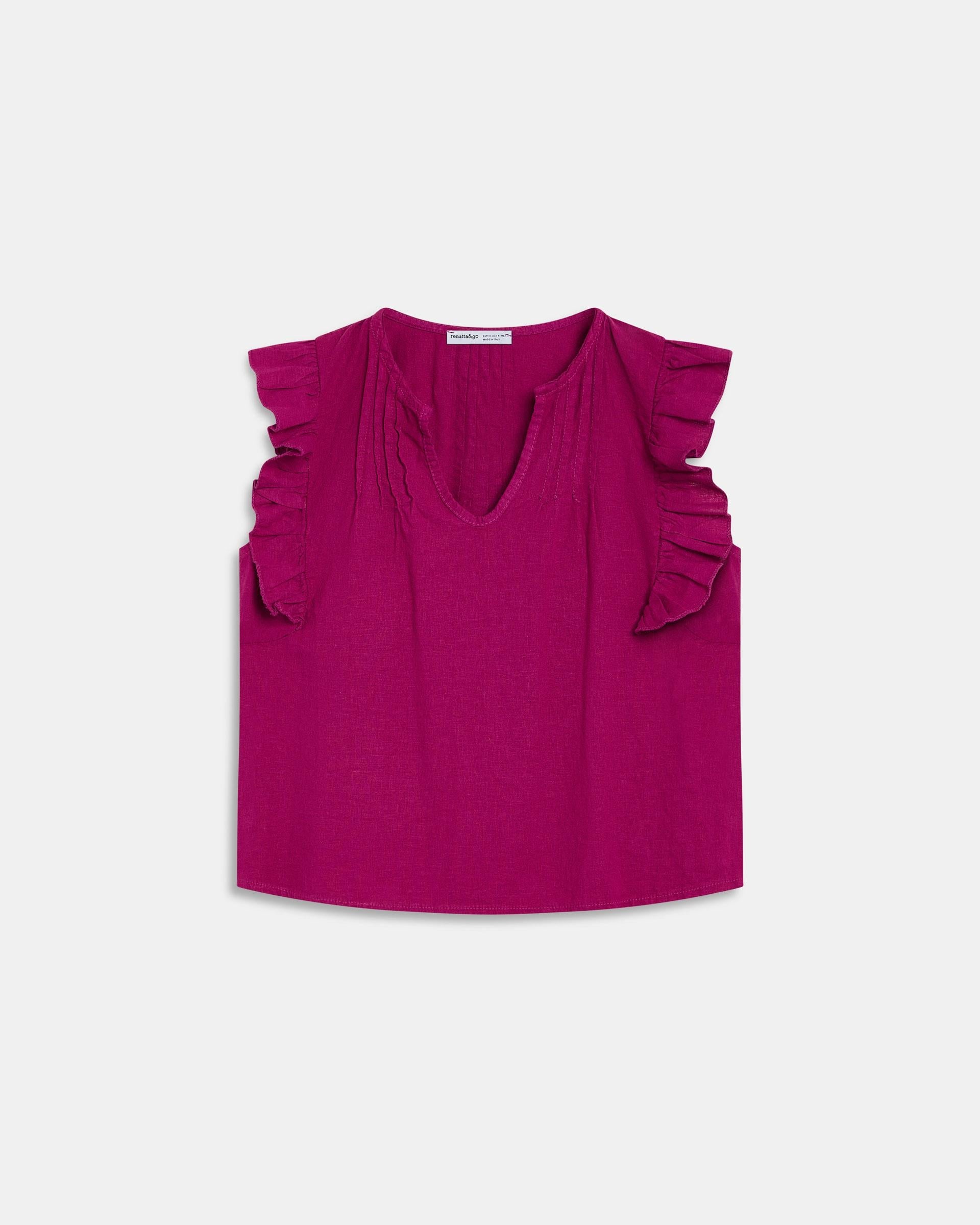 Blusa Sin Mangas Volantes Fucsia