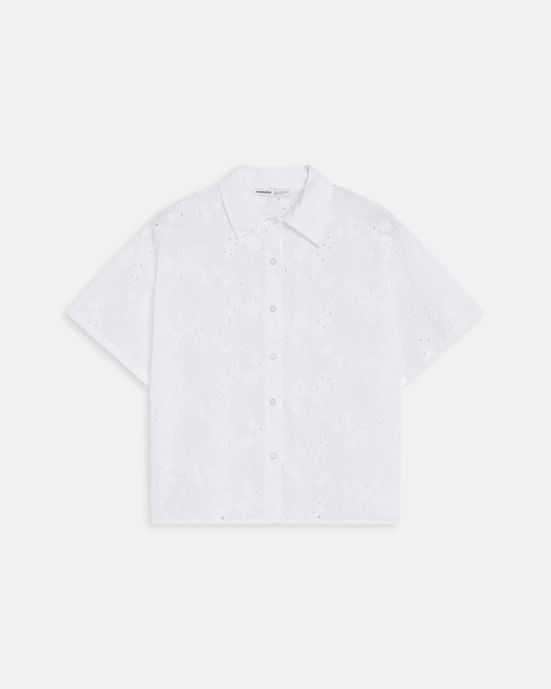 Camisa Manga Corta Troquelados Blanca