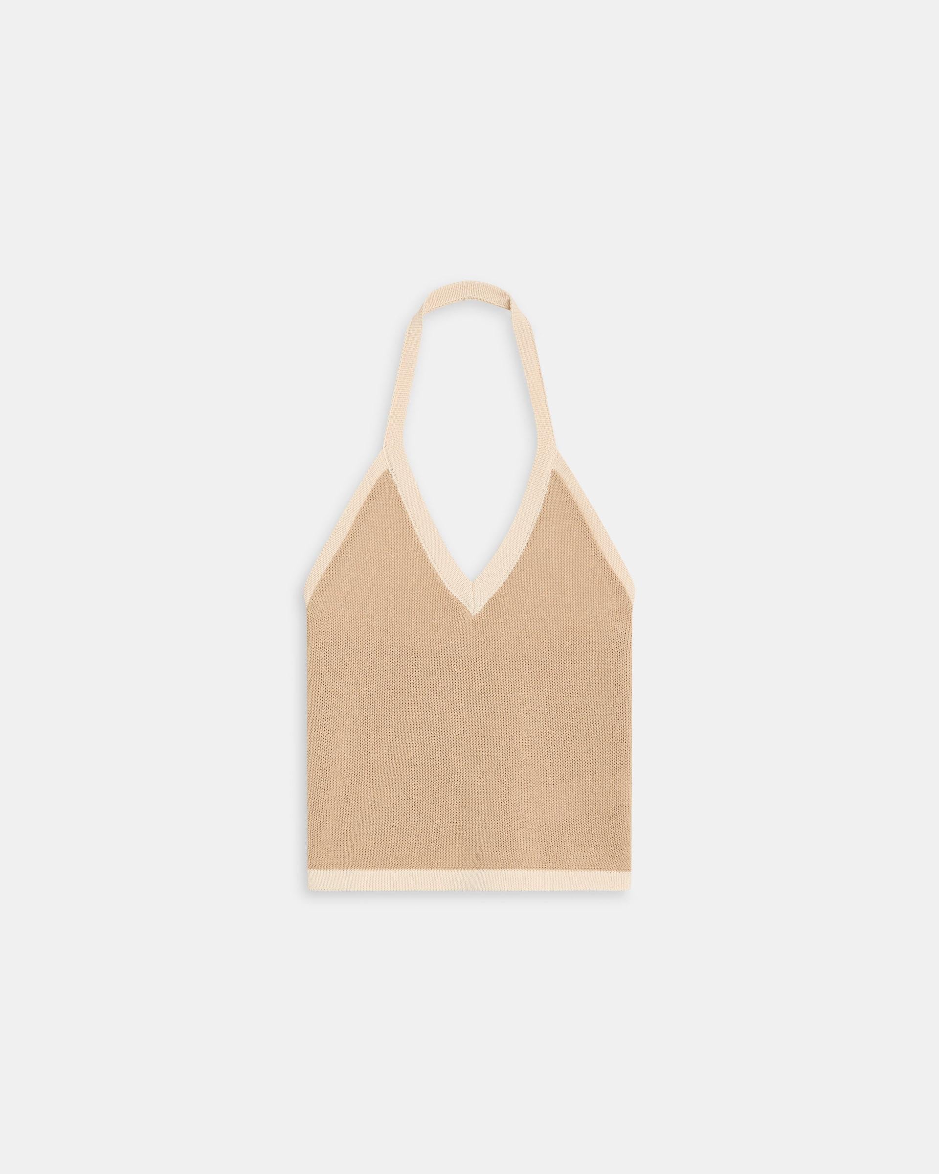 Top Punto Halter Contraste Beige