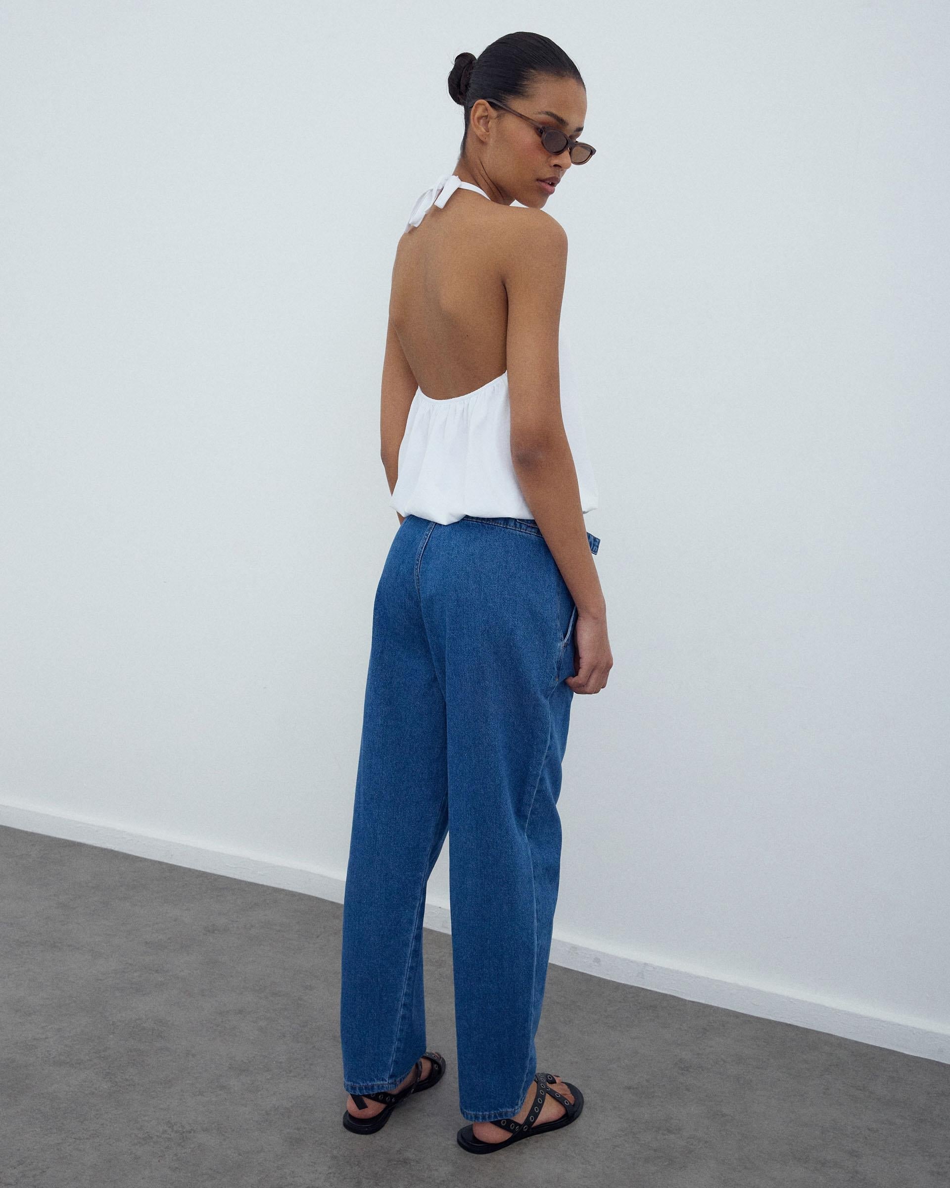 Jeans Pieza Delantera Azul