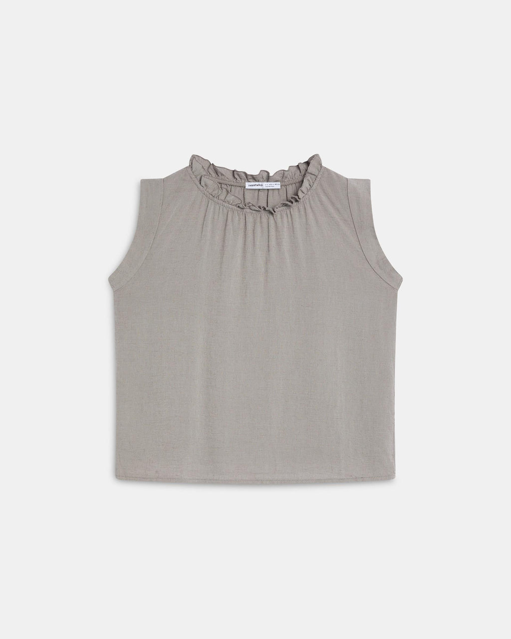 Top Lino Volante Cuello Taupe
