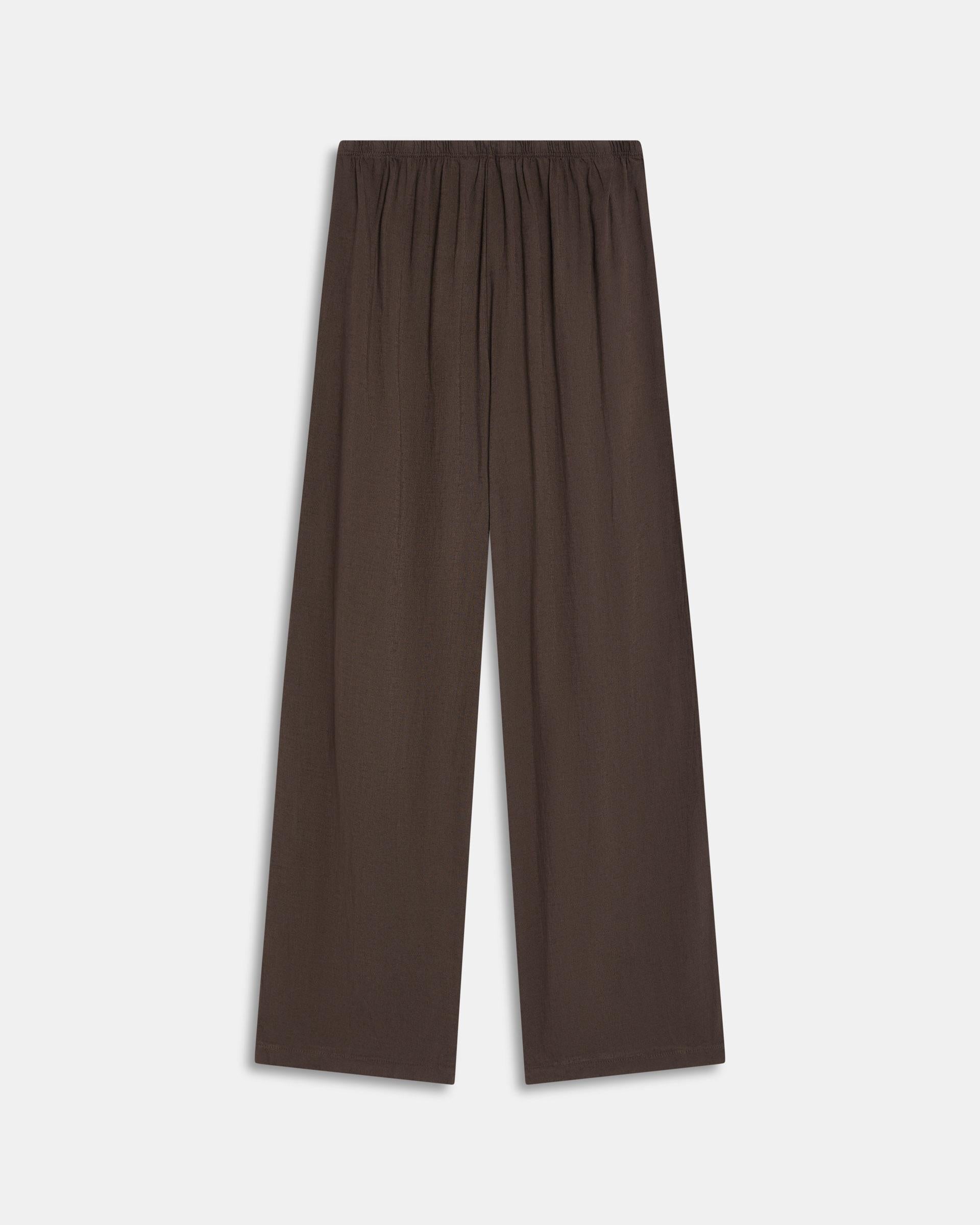 Pantalón Ancho Lino Marrón