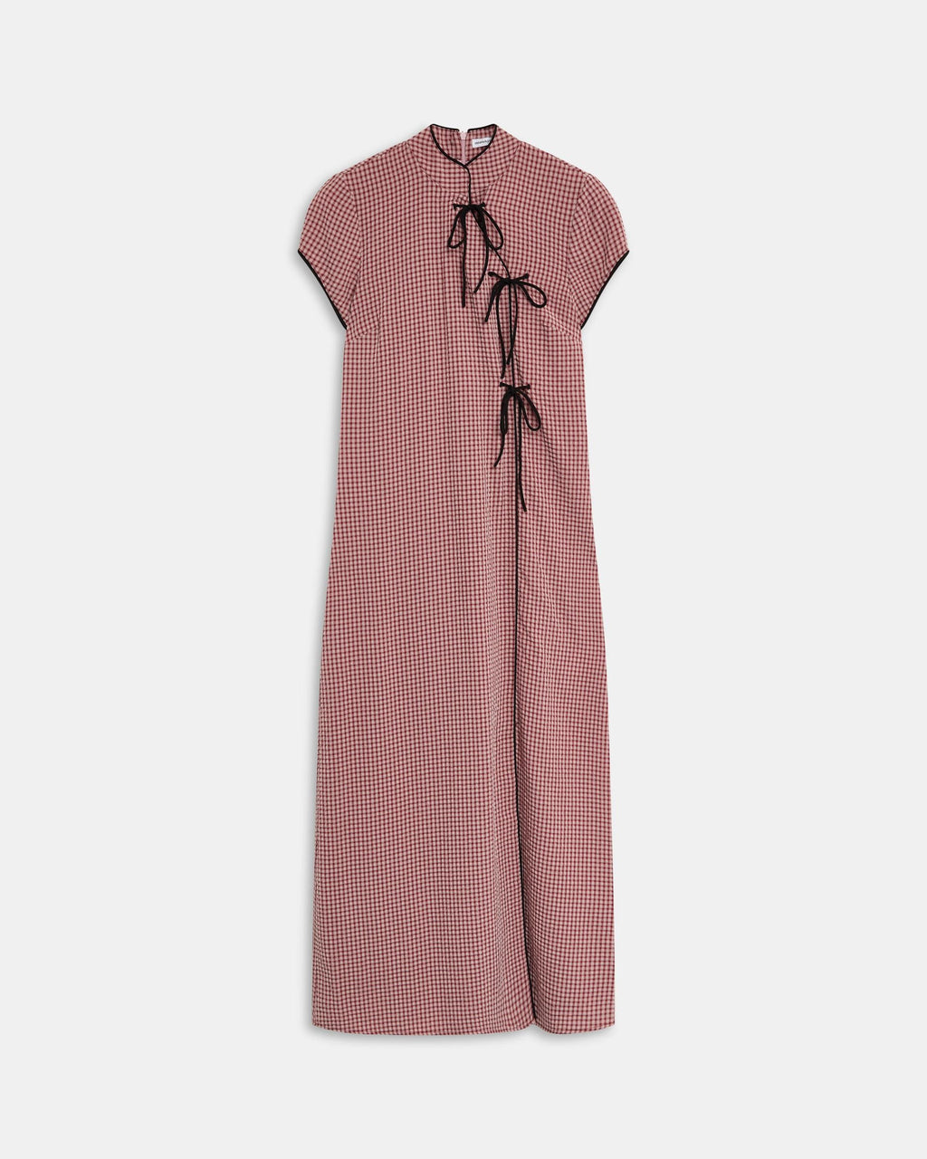 Vestido Lazadas Contraste Cuadros Rosa