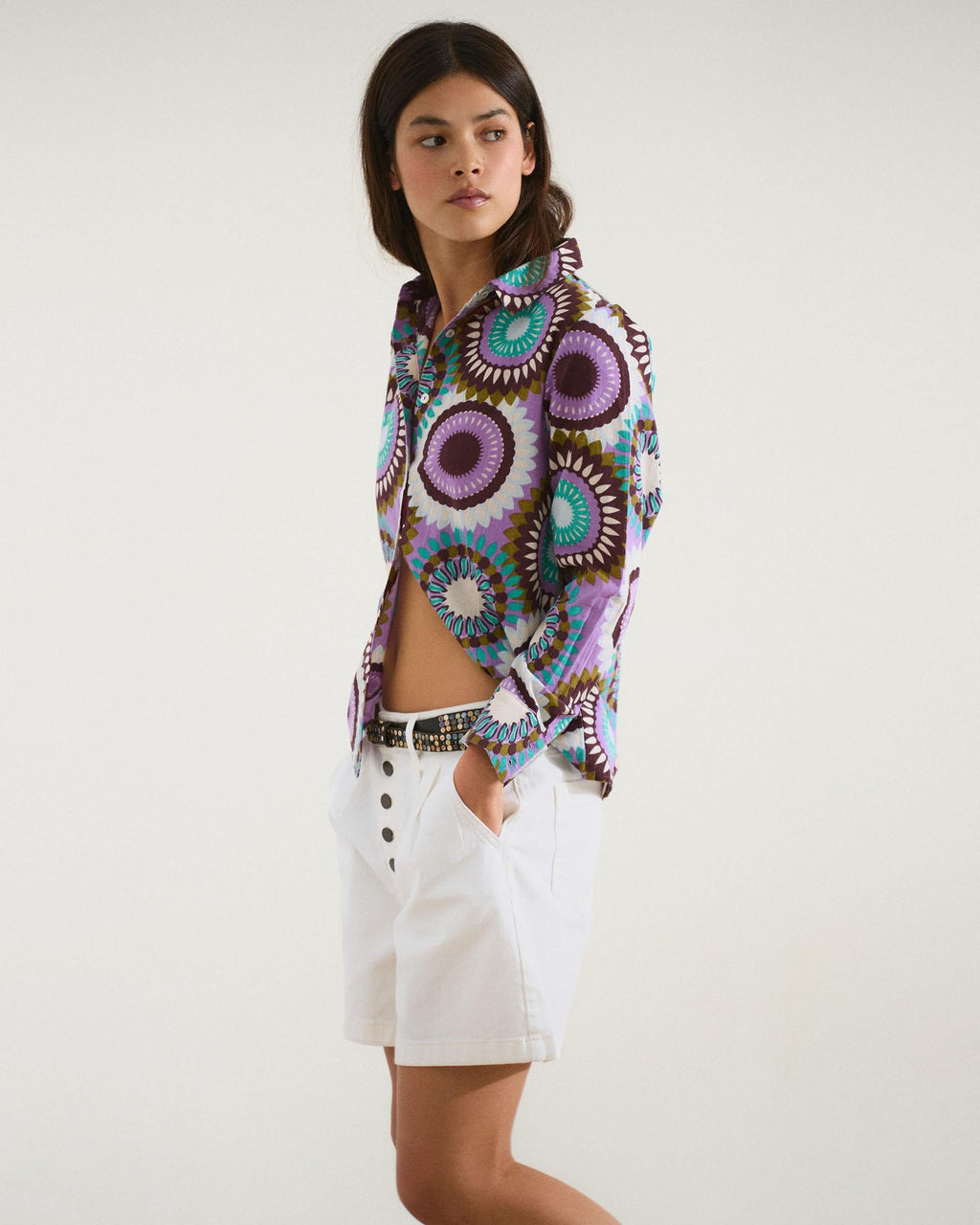 Camisa Estampada Morado
