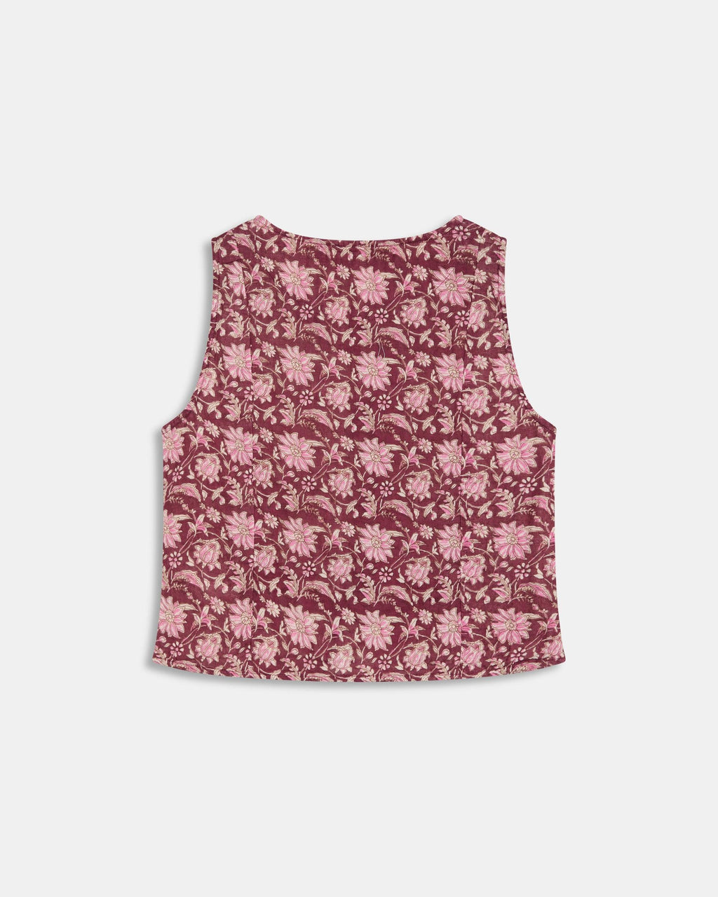 Top Botones Forrados Estampado Floral Granate