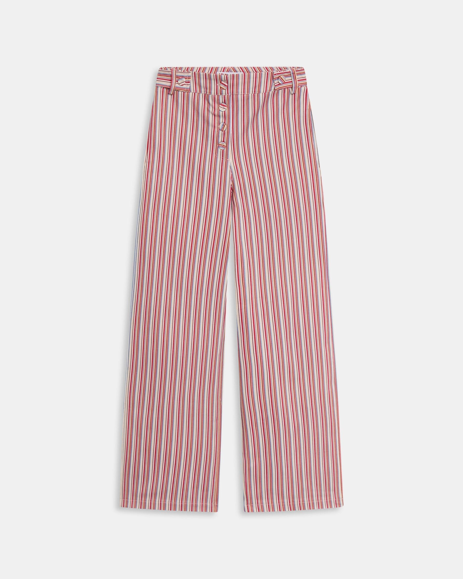 Pantalón Rayas Botones Multicolor