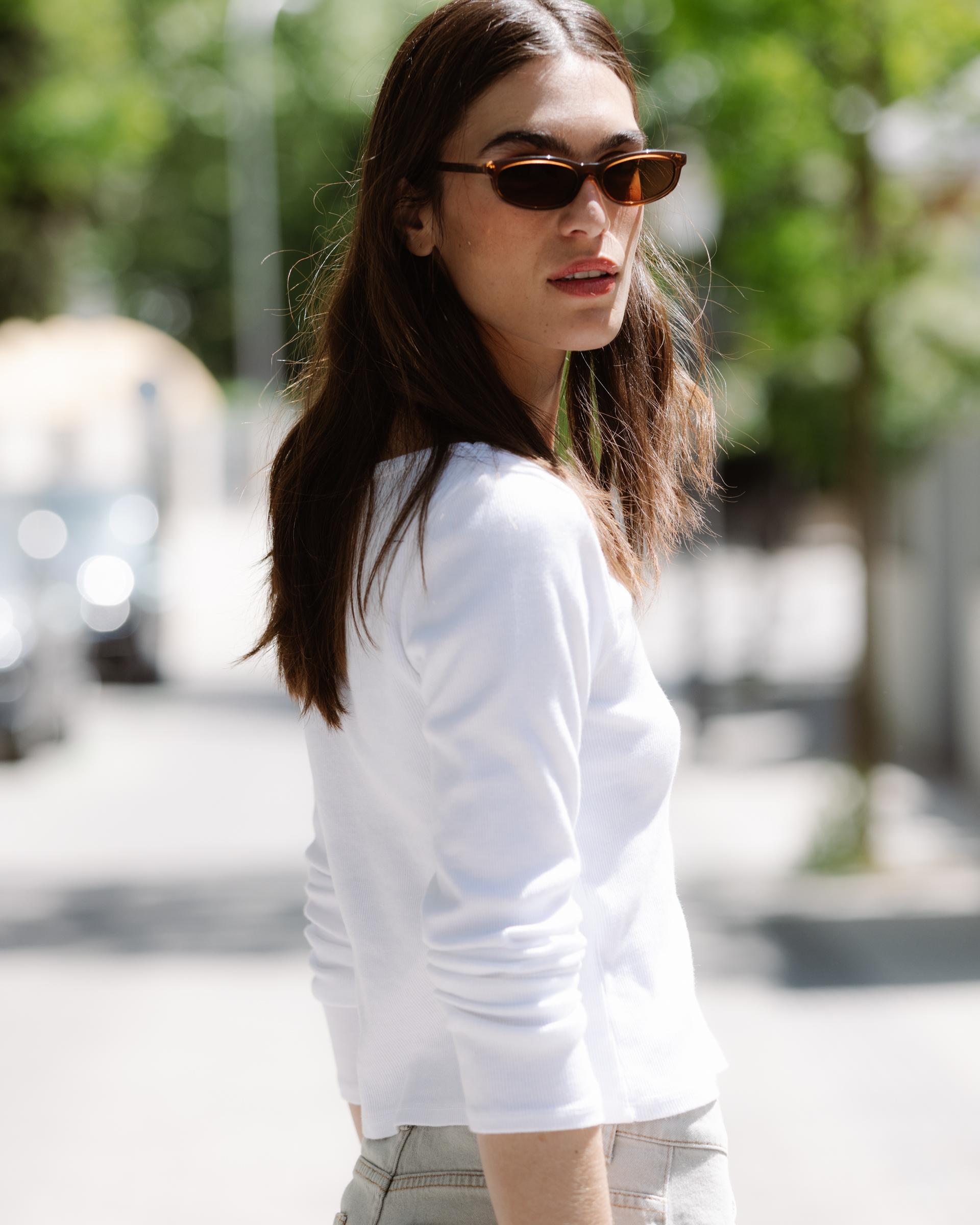 Camiseta Rib Escote Redondo Blanco