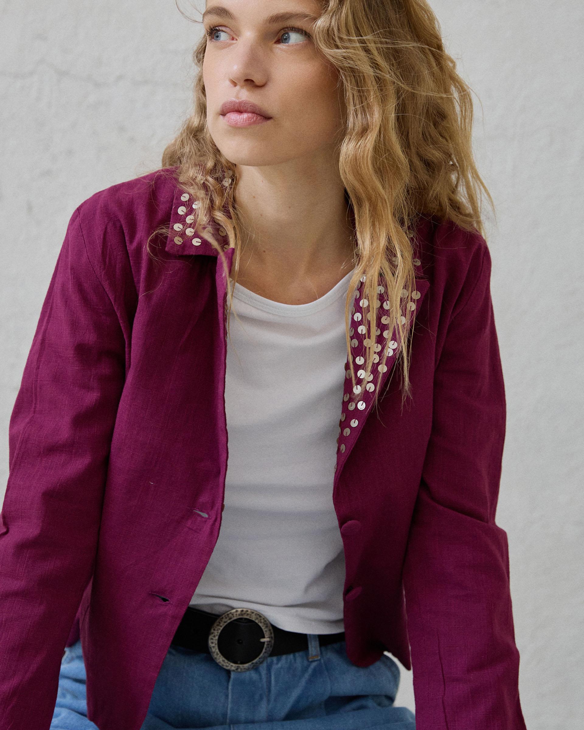 Blazer Lentejuelas Rosa Oscuro