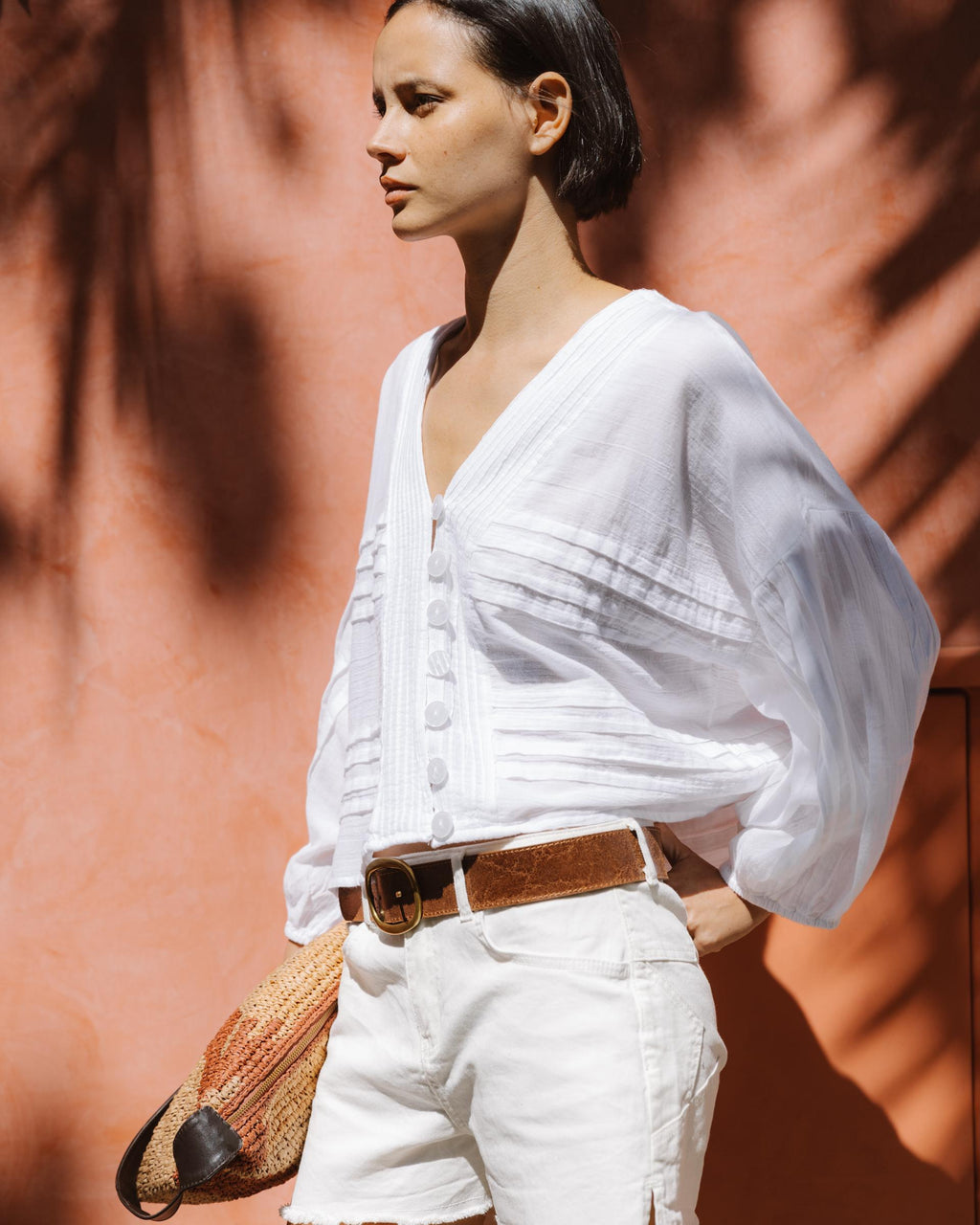 Blusa Pliegues Blanca