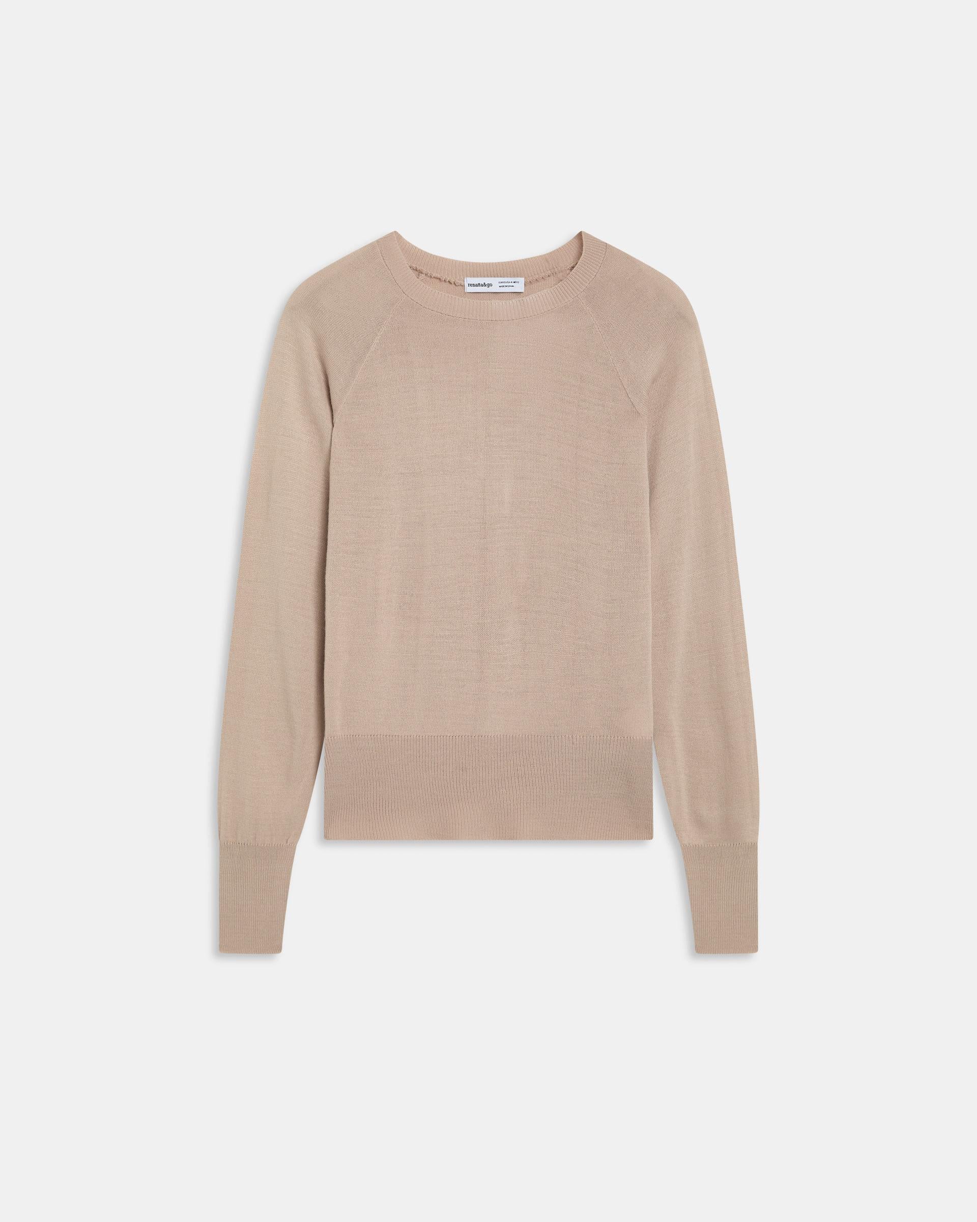 Jersey Cuello Redondo Punto Fino Beige