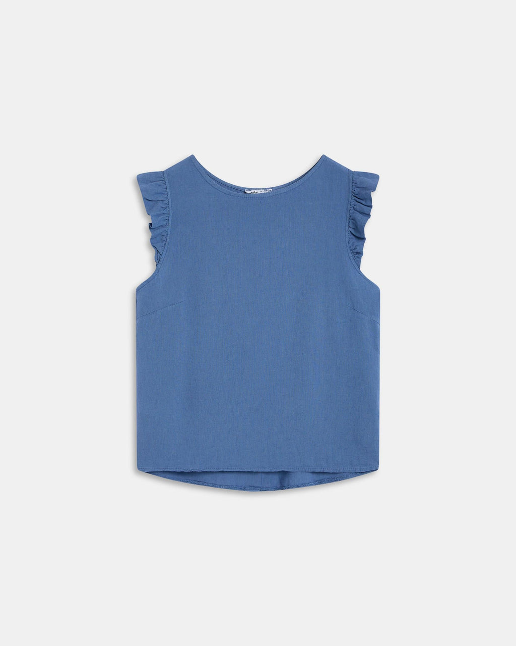 Top Botones Espalda Con Lino Azul