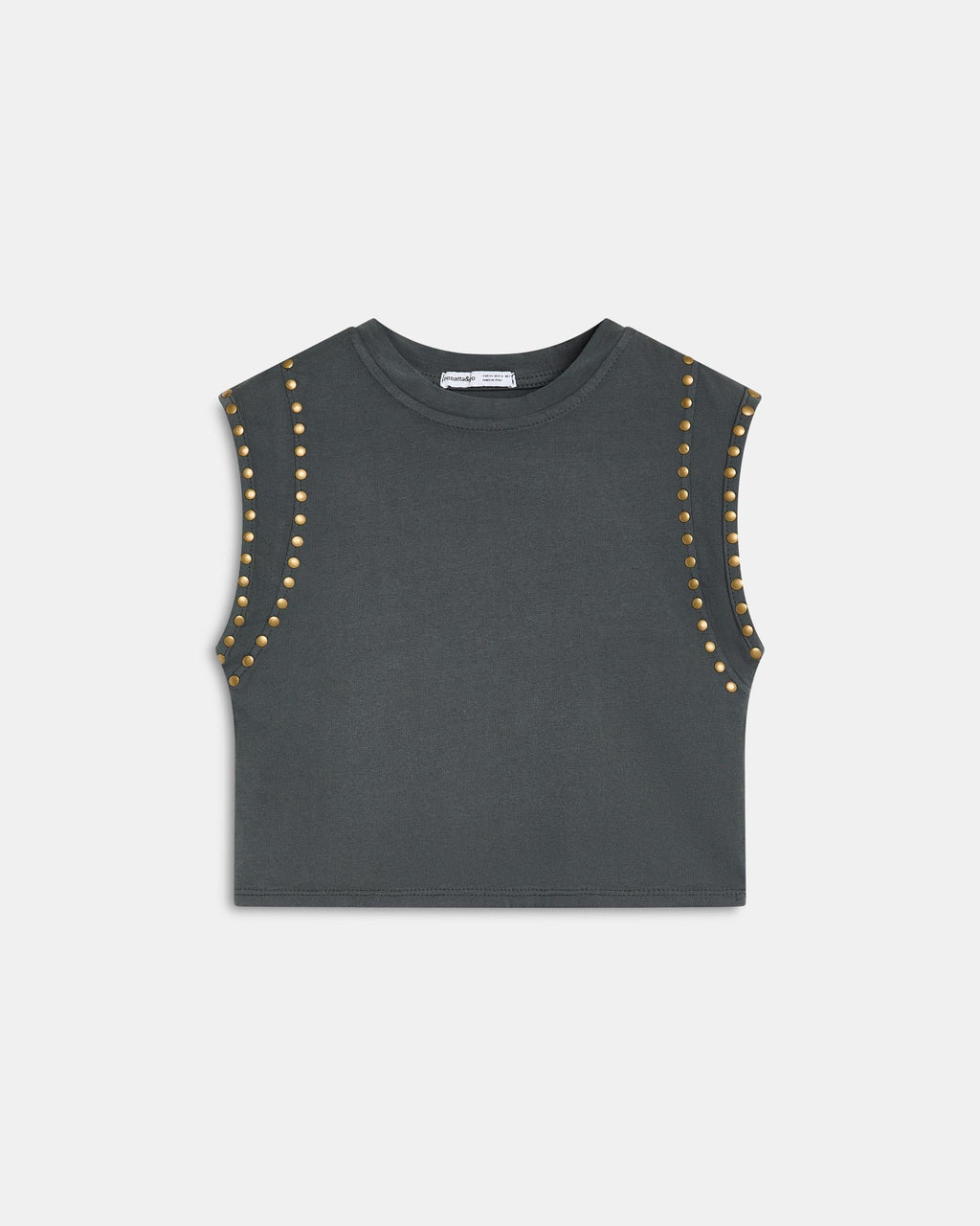Camiseta Tachuelas Mangas Antracita