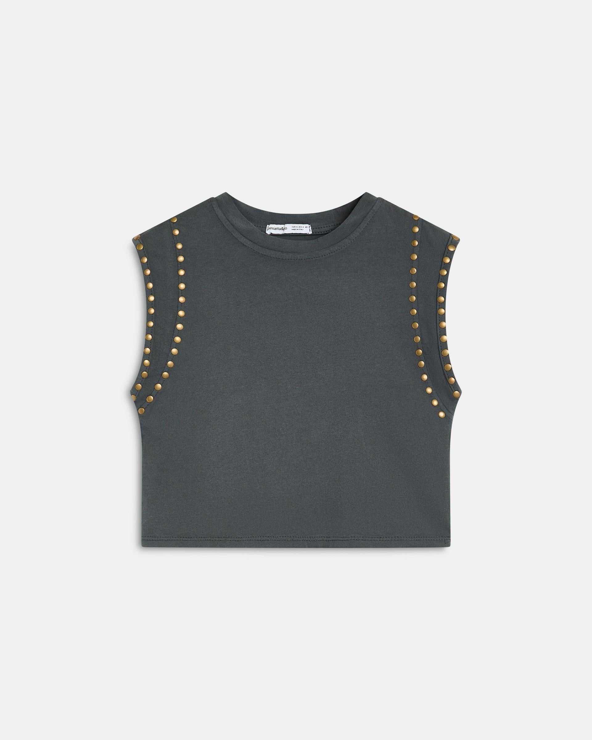 Camiseta Tachuelas Mangas Antracita