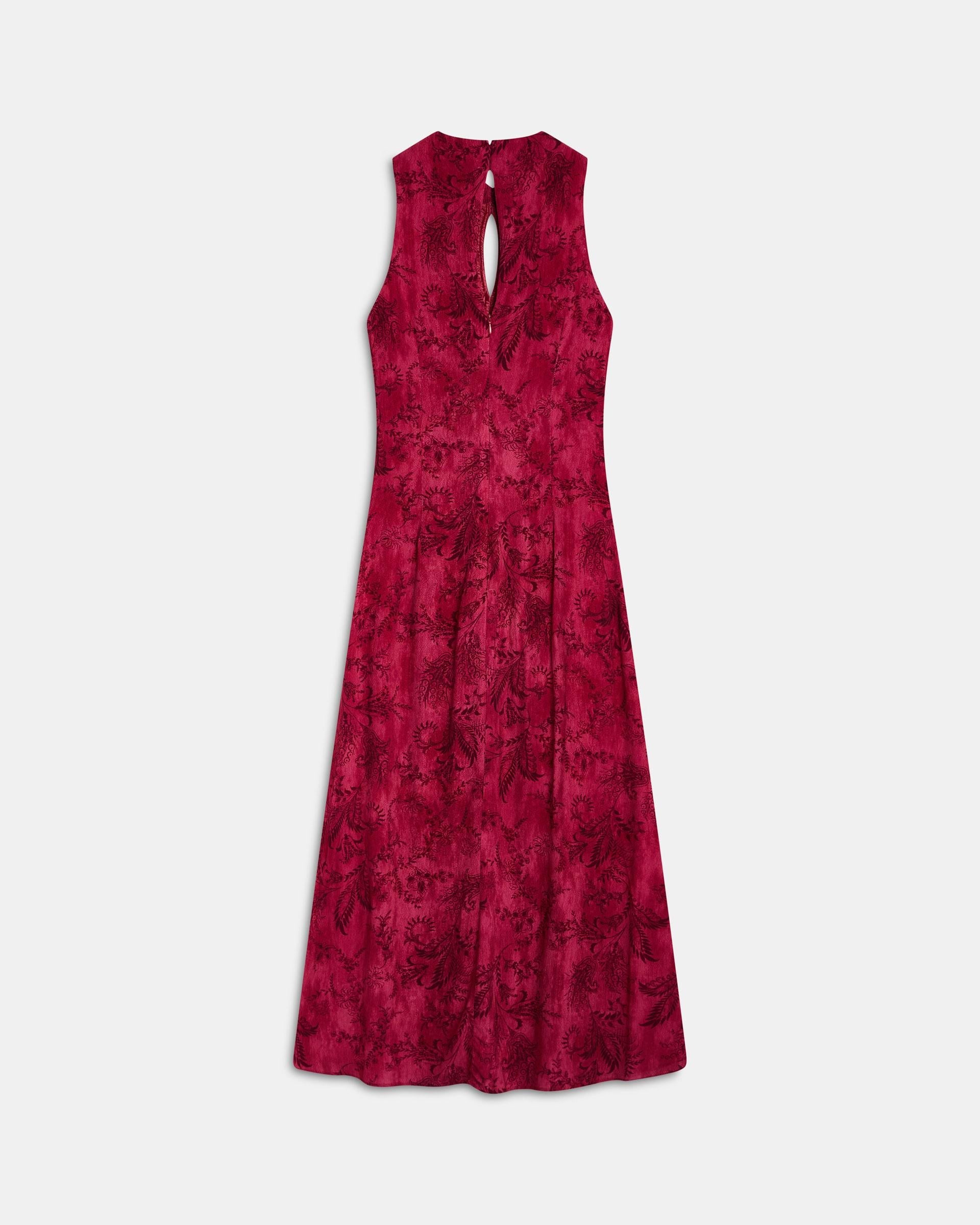 Vestido Fruncido Delantero Estampado Fucsia
