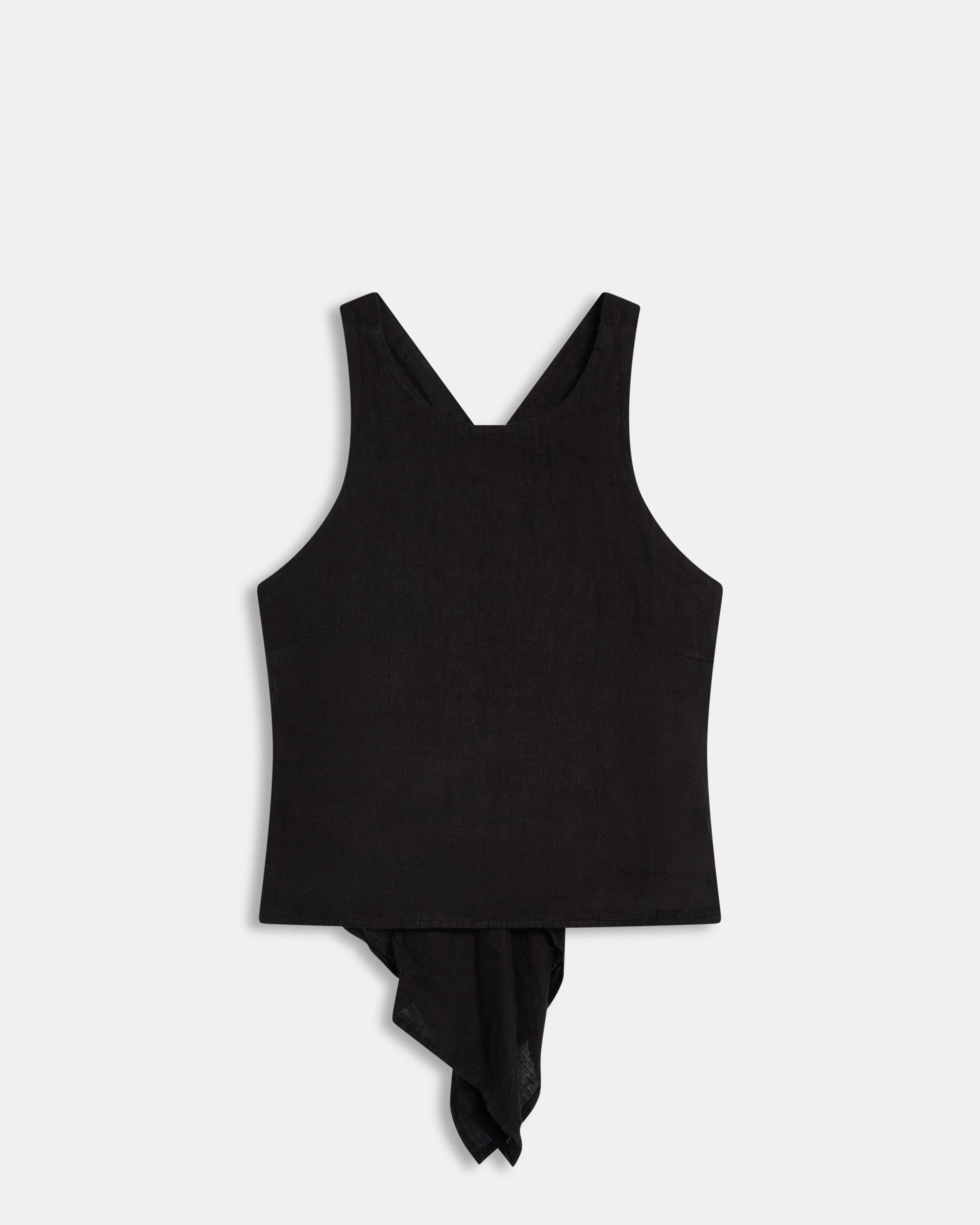 Top Lino Espalda Descubierta Negro