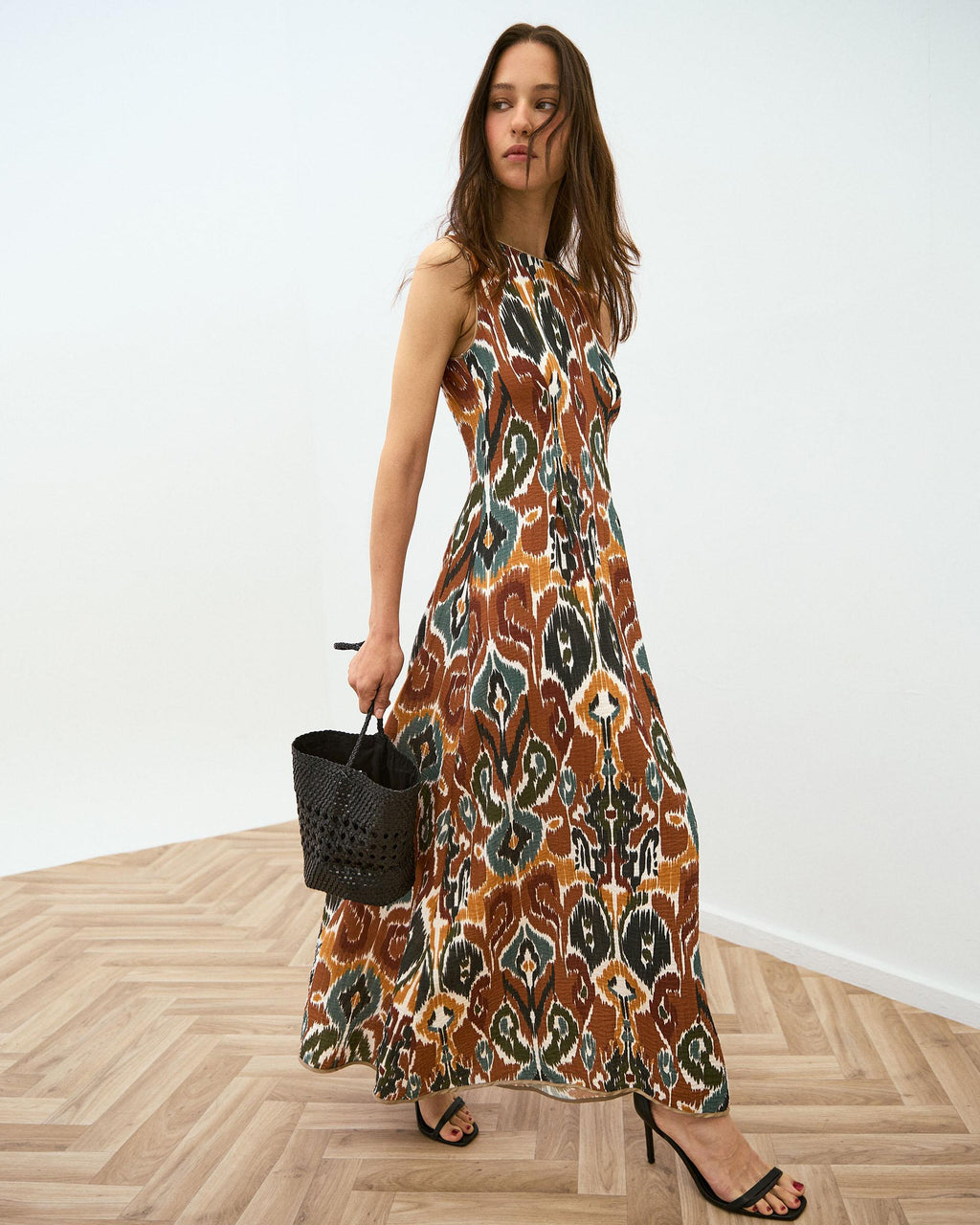 Vestido Sin Mangas Estampado Étnico Multicolor