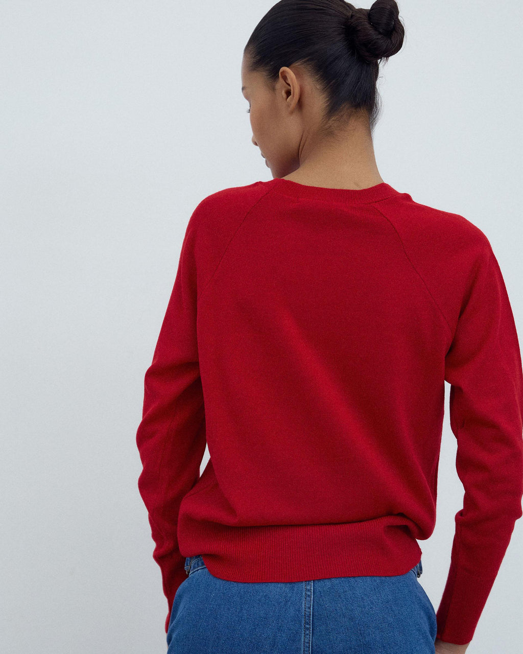 Jersey Cuello Redondo Punto Fino Rojo