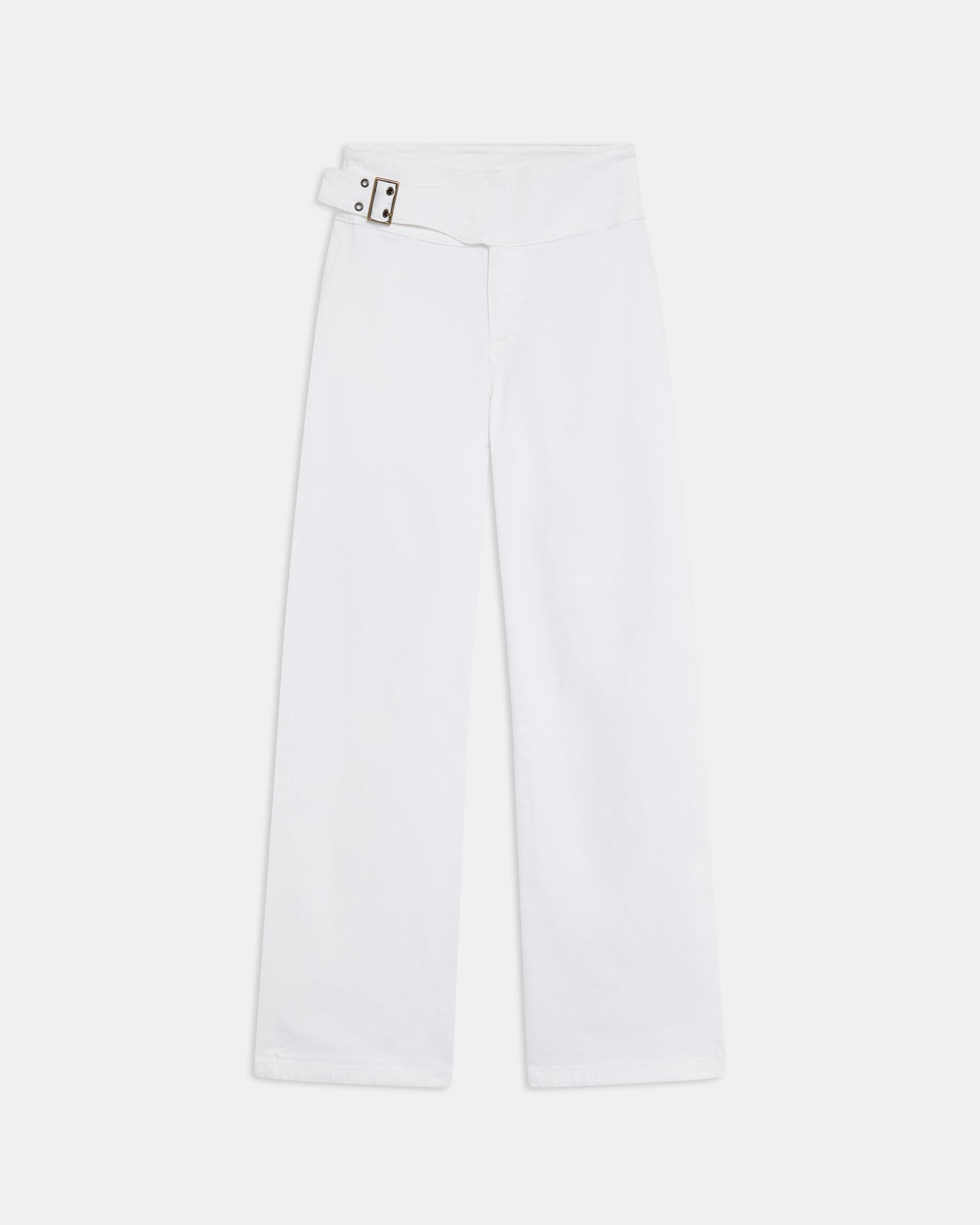 Jeans Cinturón Hebilla Lateral Blanco