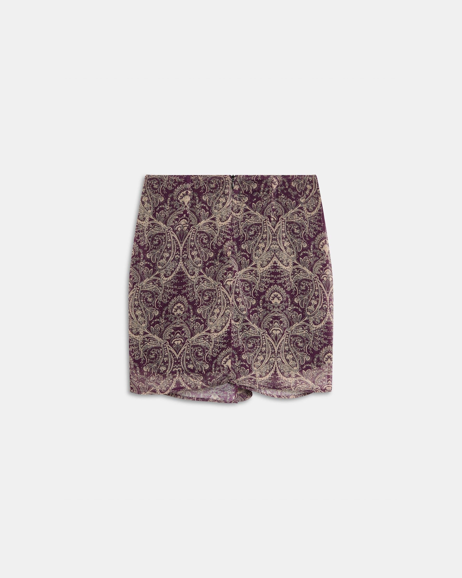 Minifalda Volante Estampado Morado