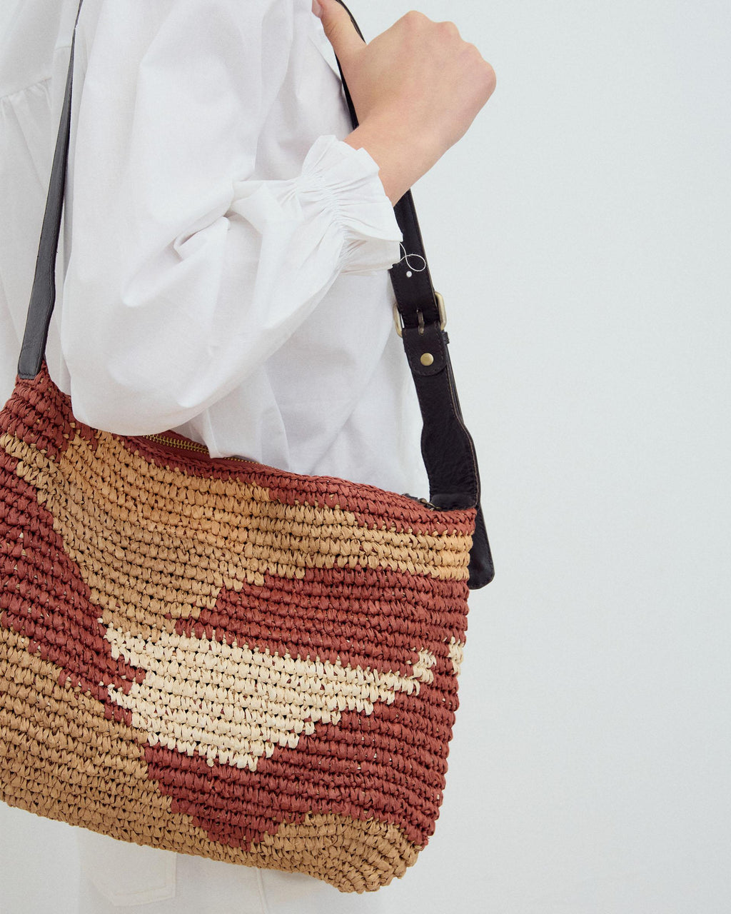Bolso Rafia Estampado Teja