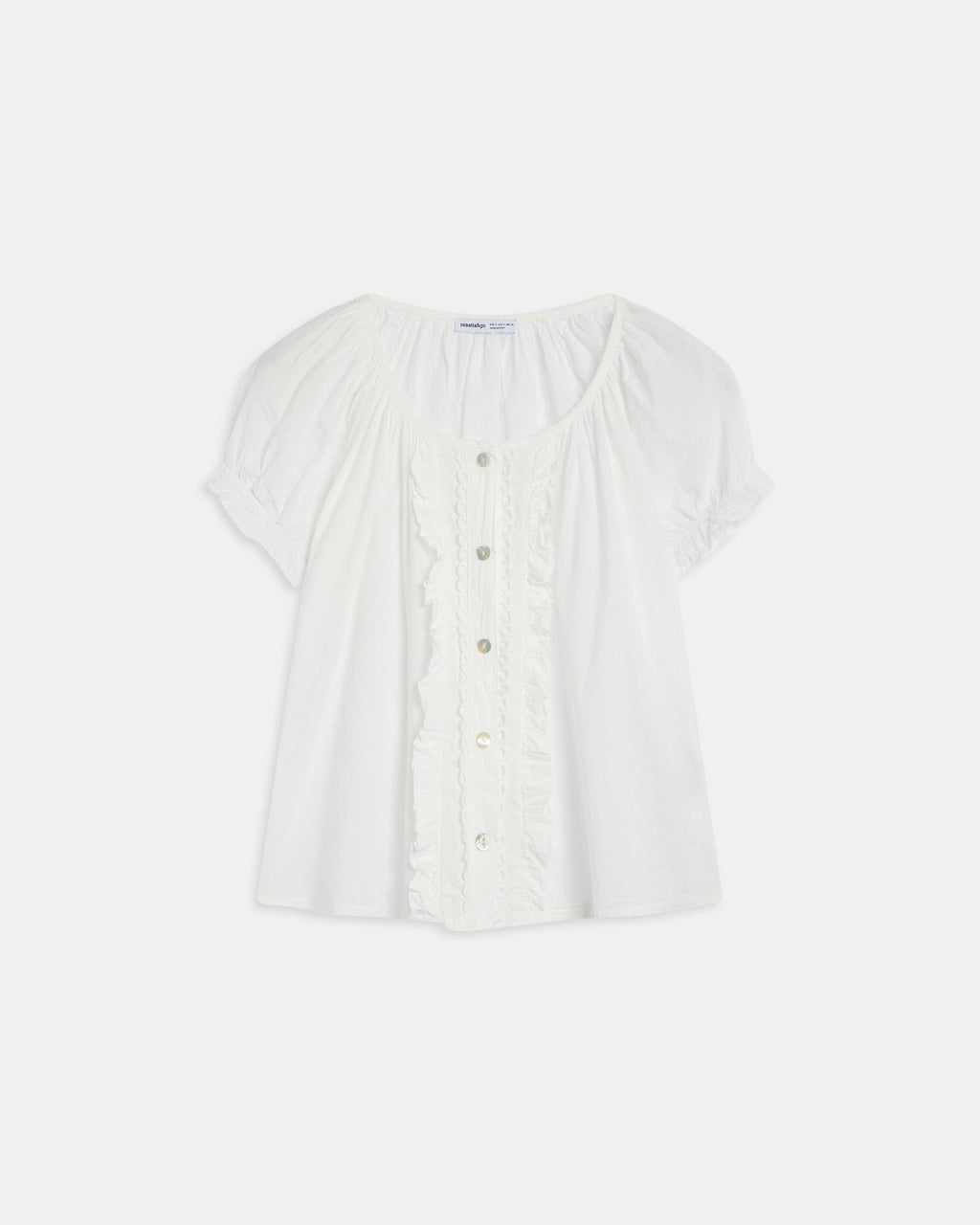 Blusa Botones Volantes Ondas Blanca