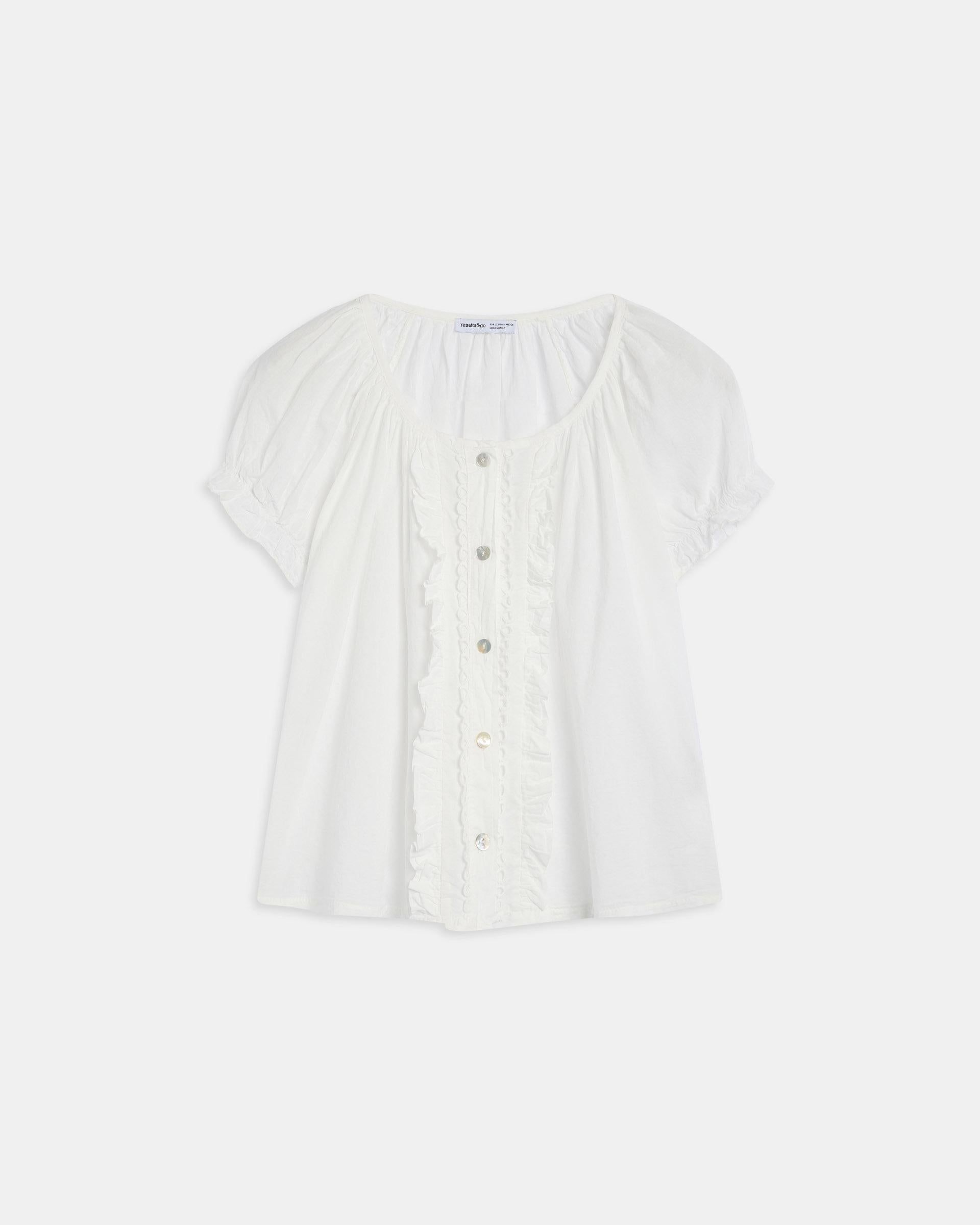 Blusa Botones Volantes Ondas Blanca