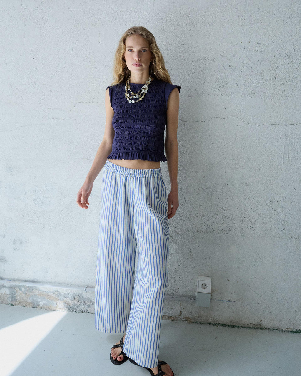 Pantalón Fluido Rayas Azul