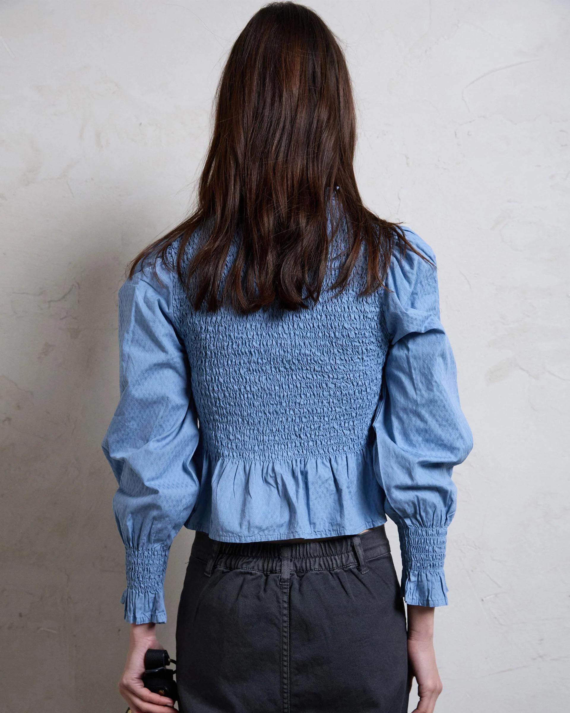 Blusa Nido De Abeja Azul