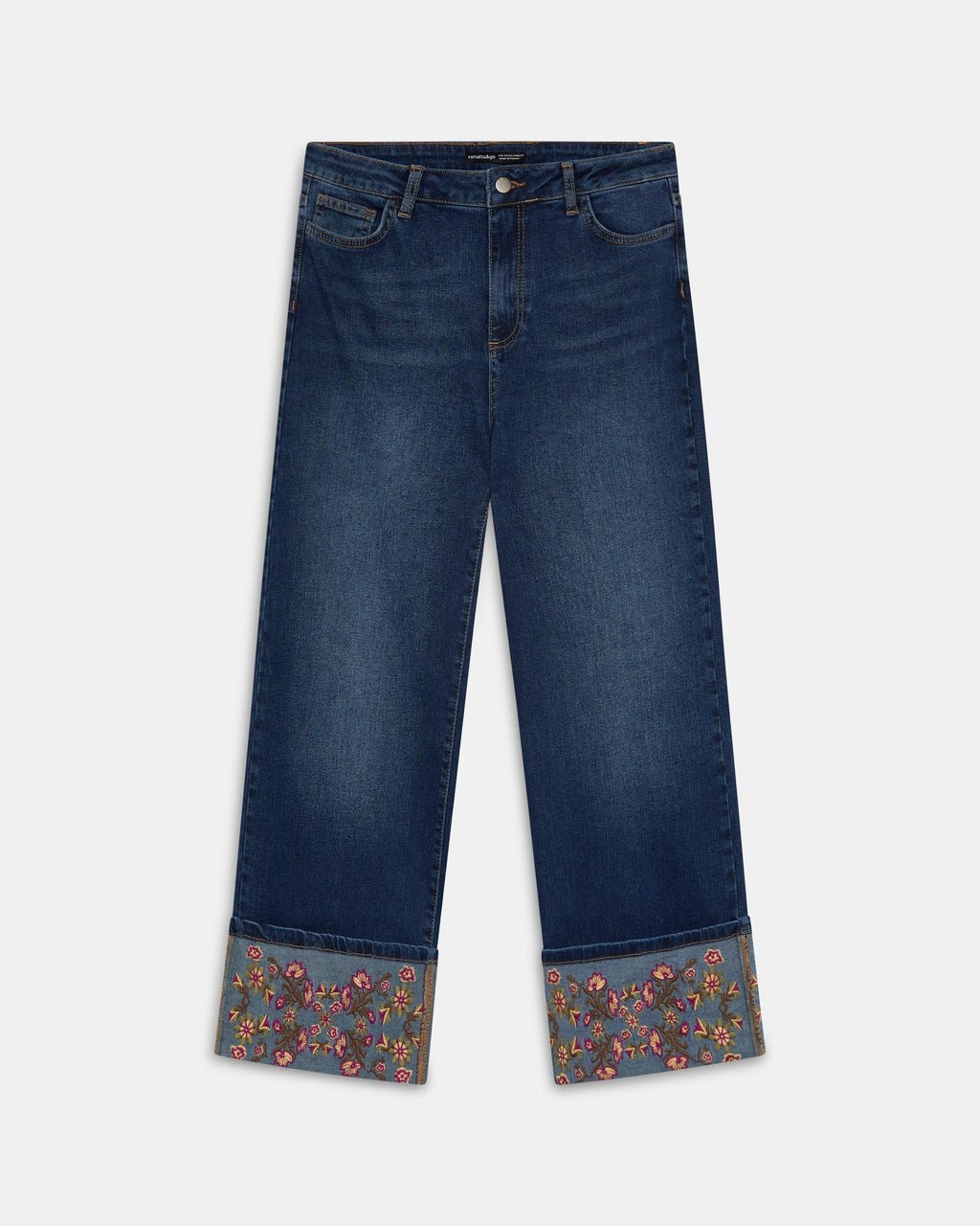 Jeans Bajo Bordados Azul