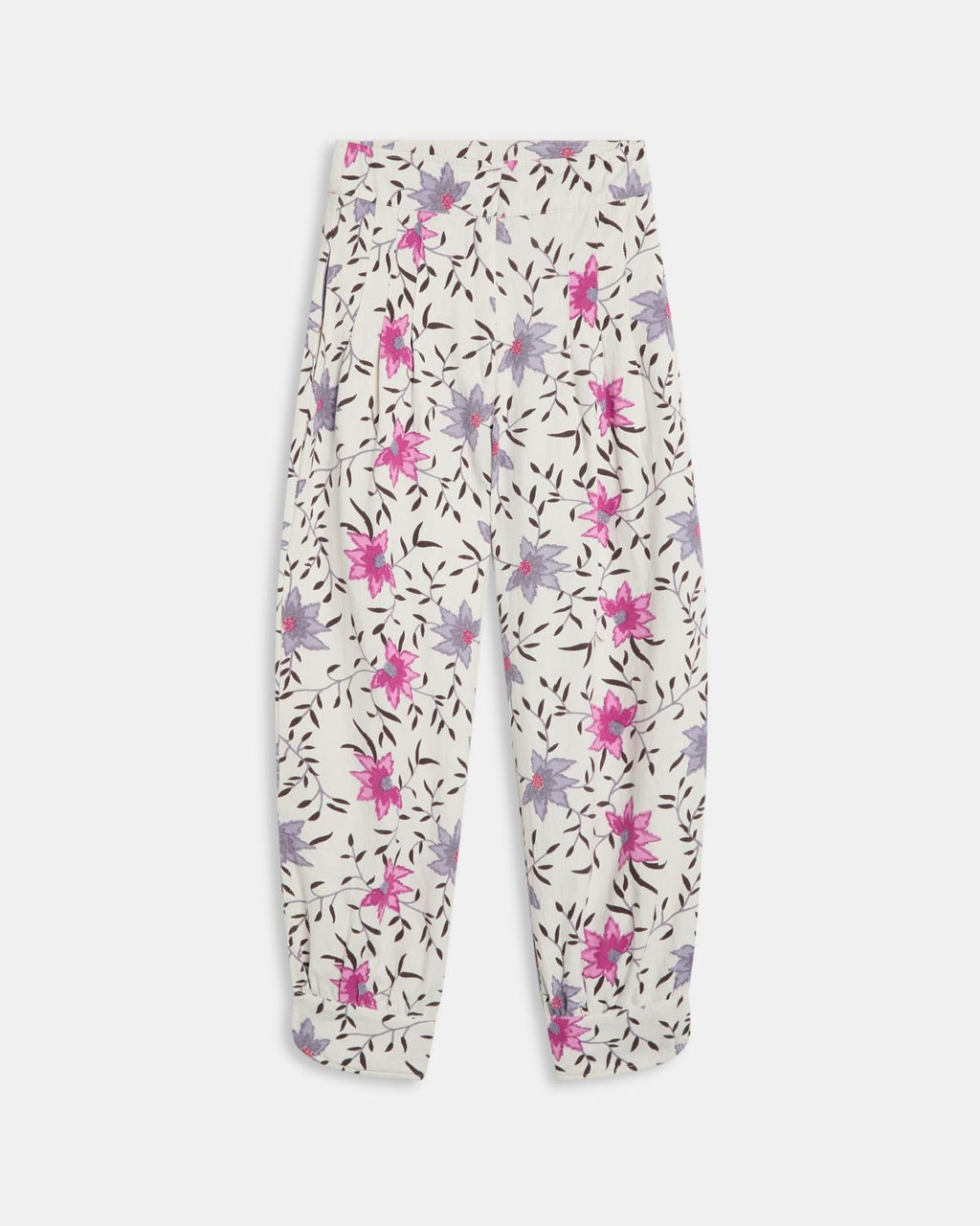 Pantalón Bombacho Estampado Floral Blanco