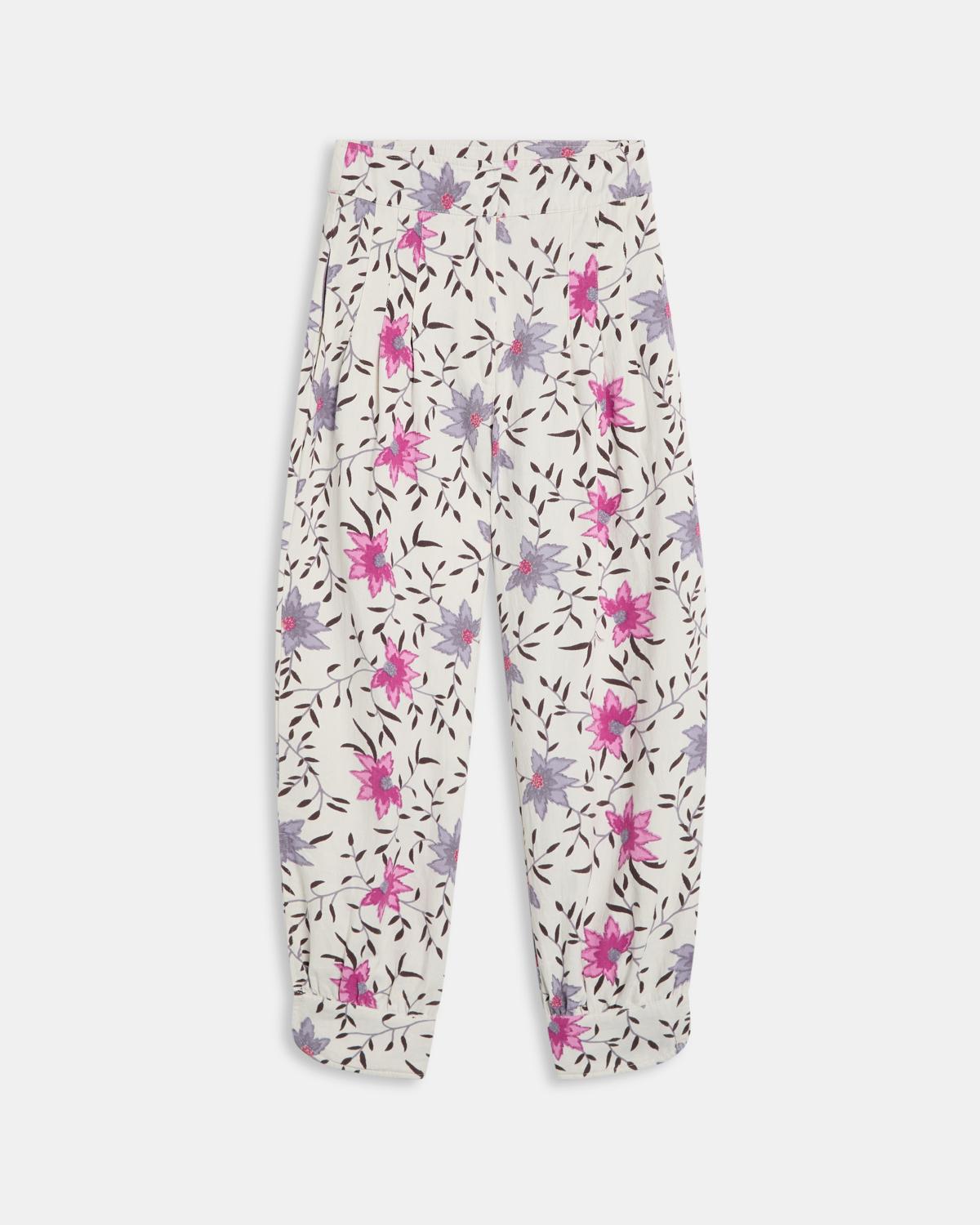 Pantalón Bombacho Estampado Floral Blanco