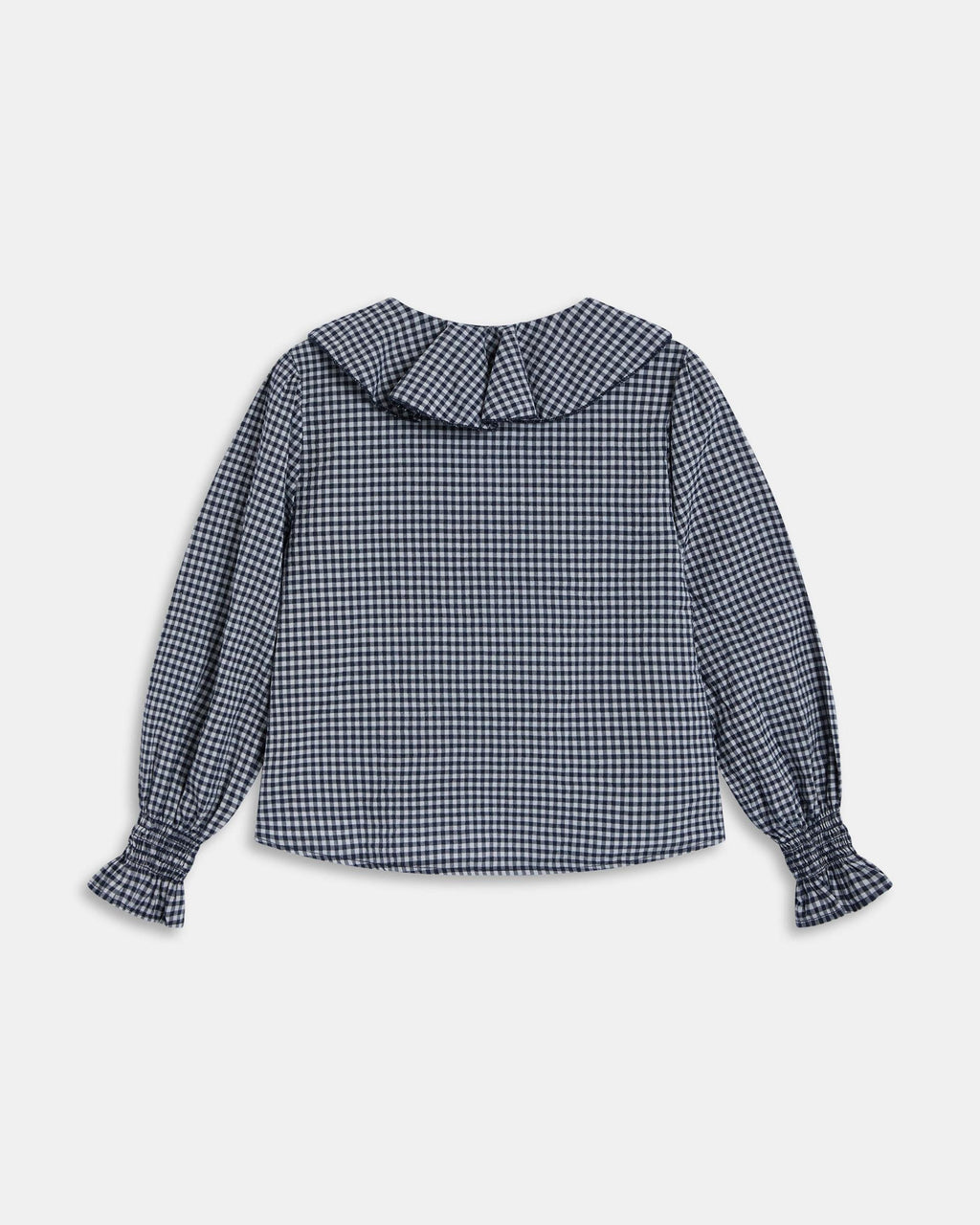 Blusa Volantes Delanteros Vichy Azul Oscuro