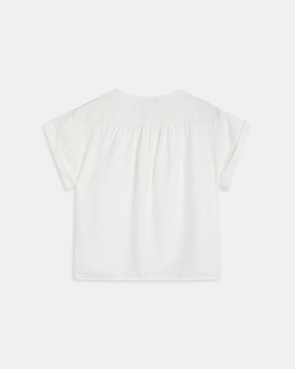 Blusa Fluida Escote Pico Botones Blanca