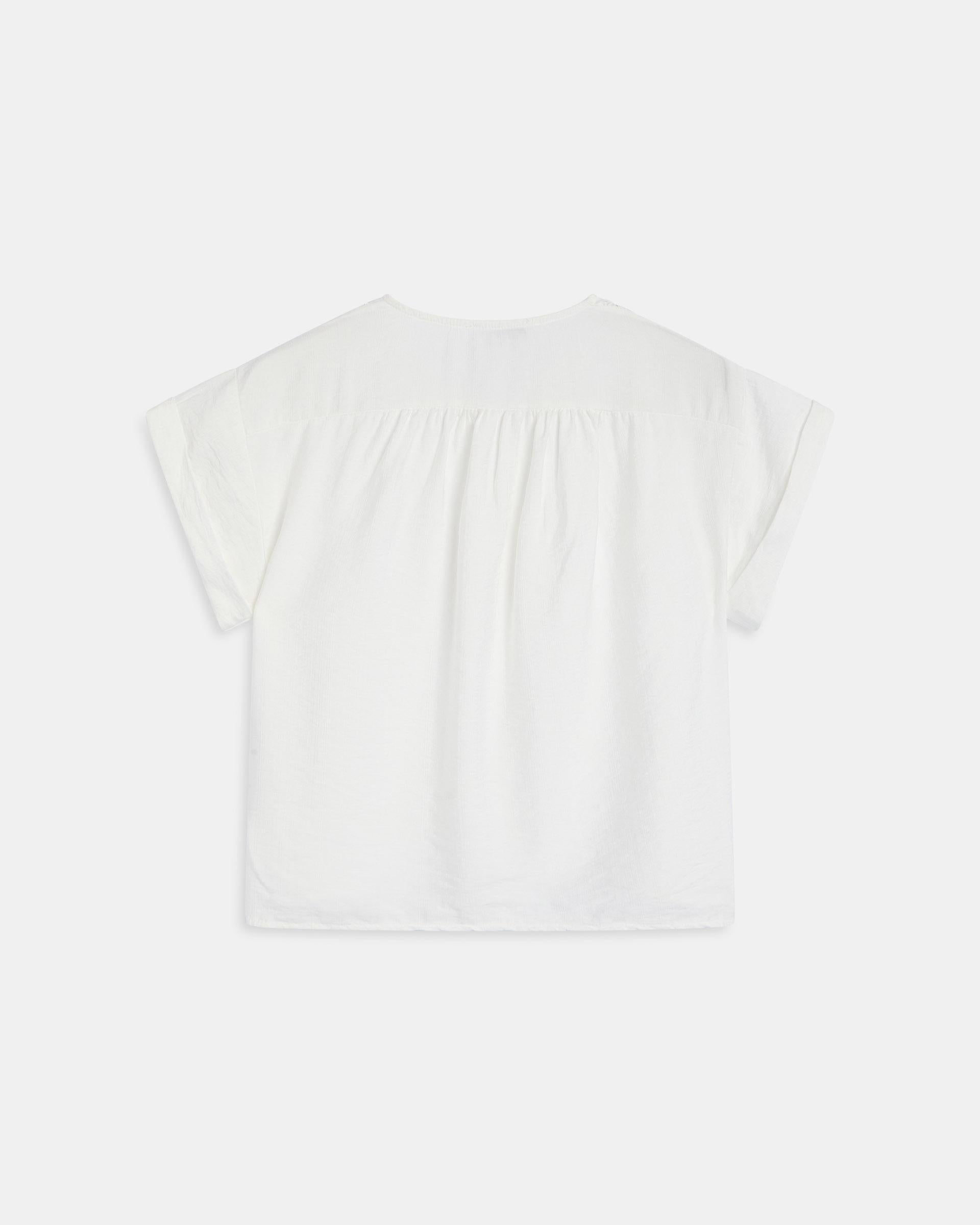 Blusa Fluida Escote Pico Botones Blanca